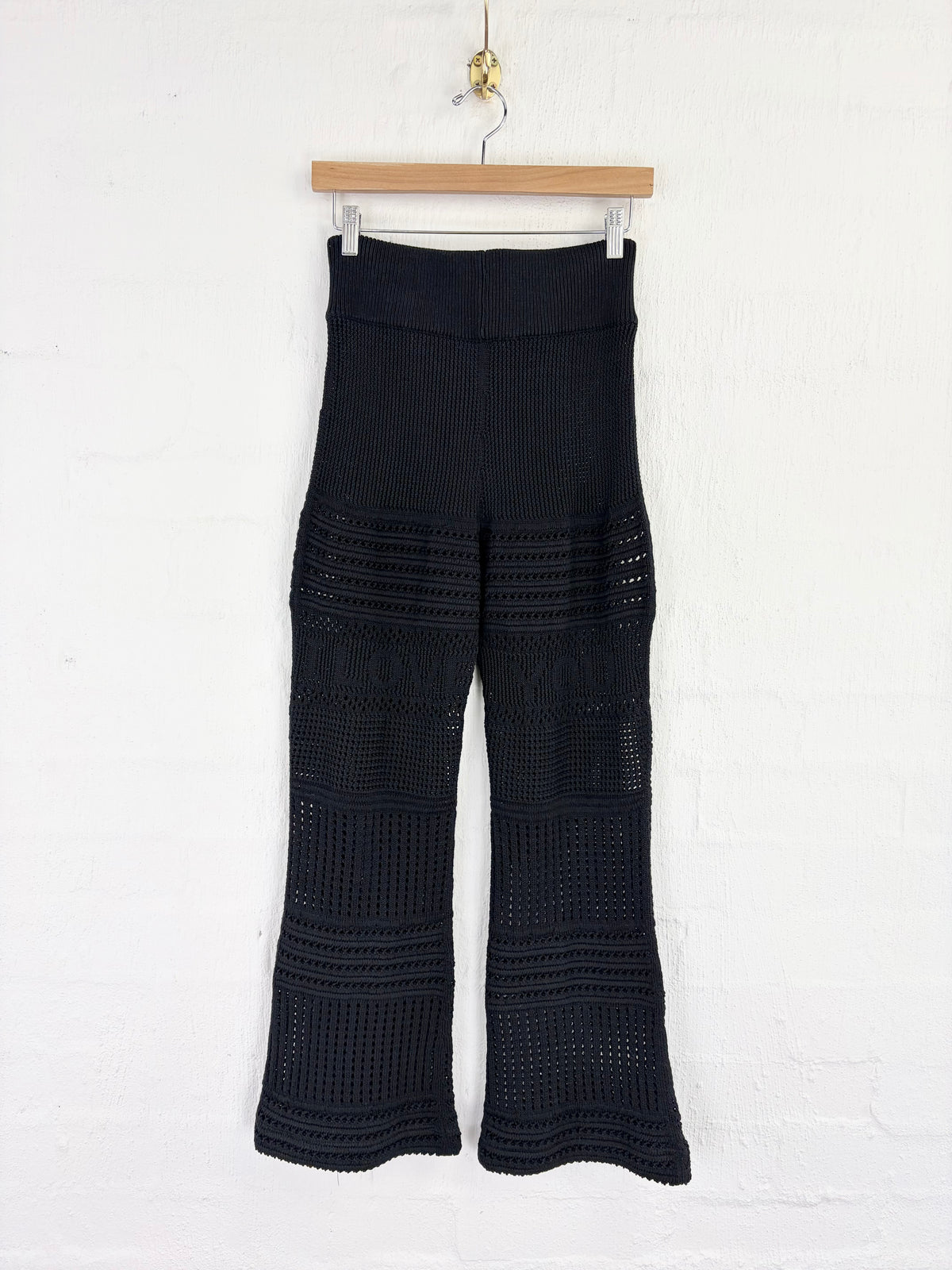 Stella McCartney Black Crocheted Cotton Flared Pants - AU10