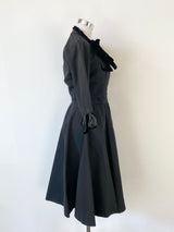 Vintage Black Velvet Trim Black Dress & Cropped Jacket - AU4/6
