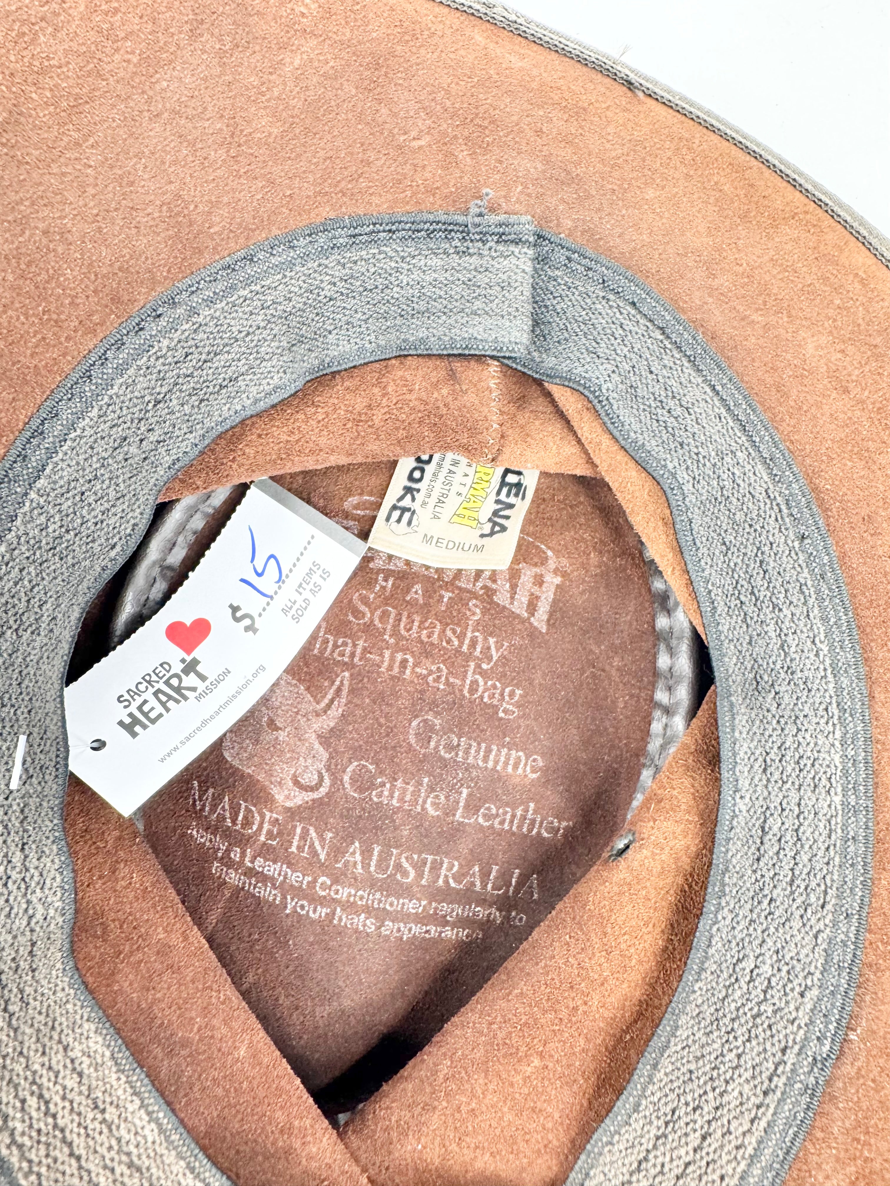 Bahmah Umber Leather Hat - M