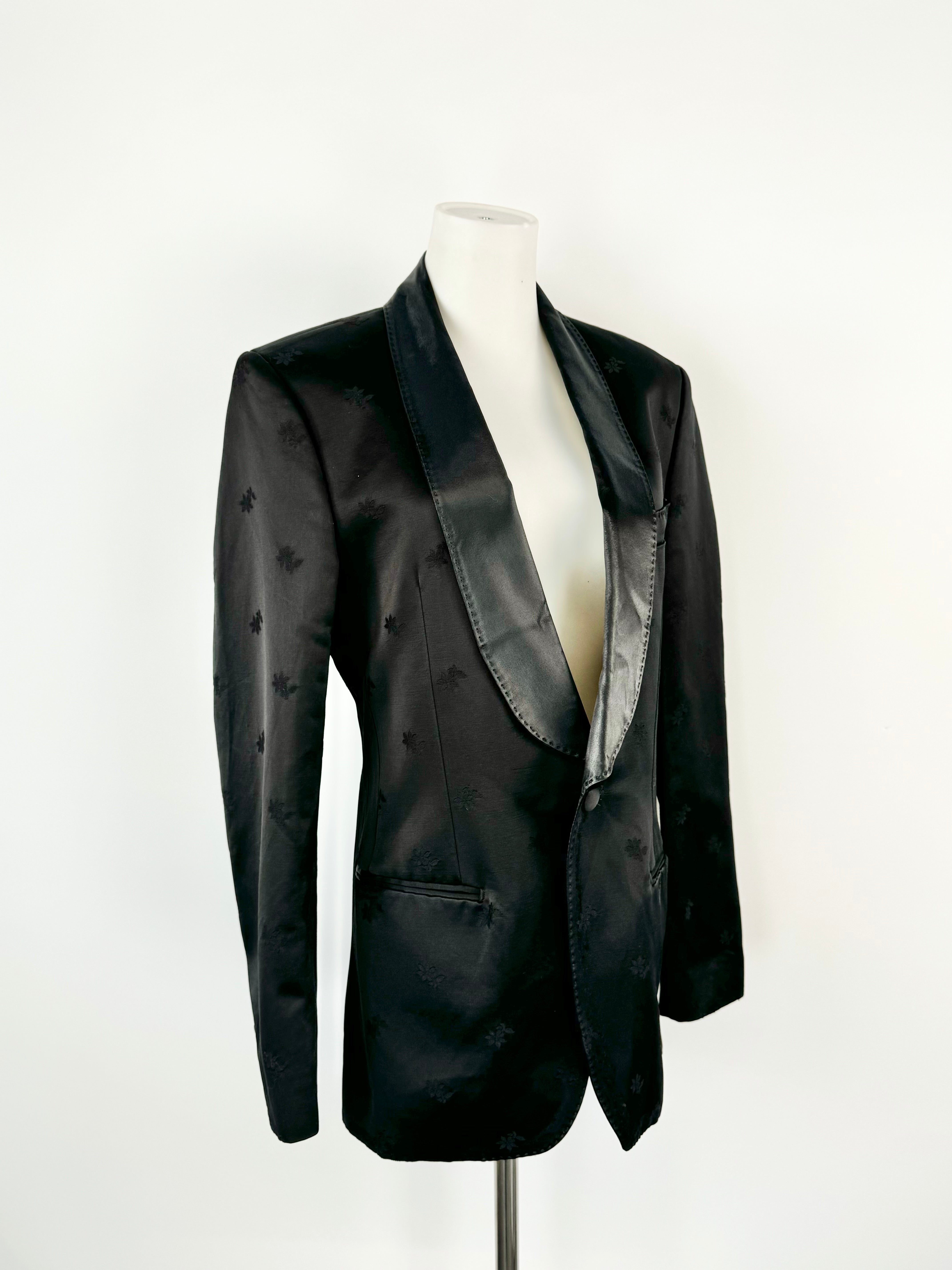 Marni Black Satin Floral 2020 Blazer - 48