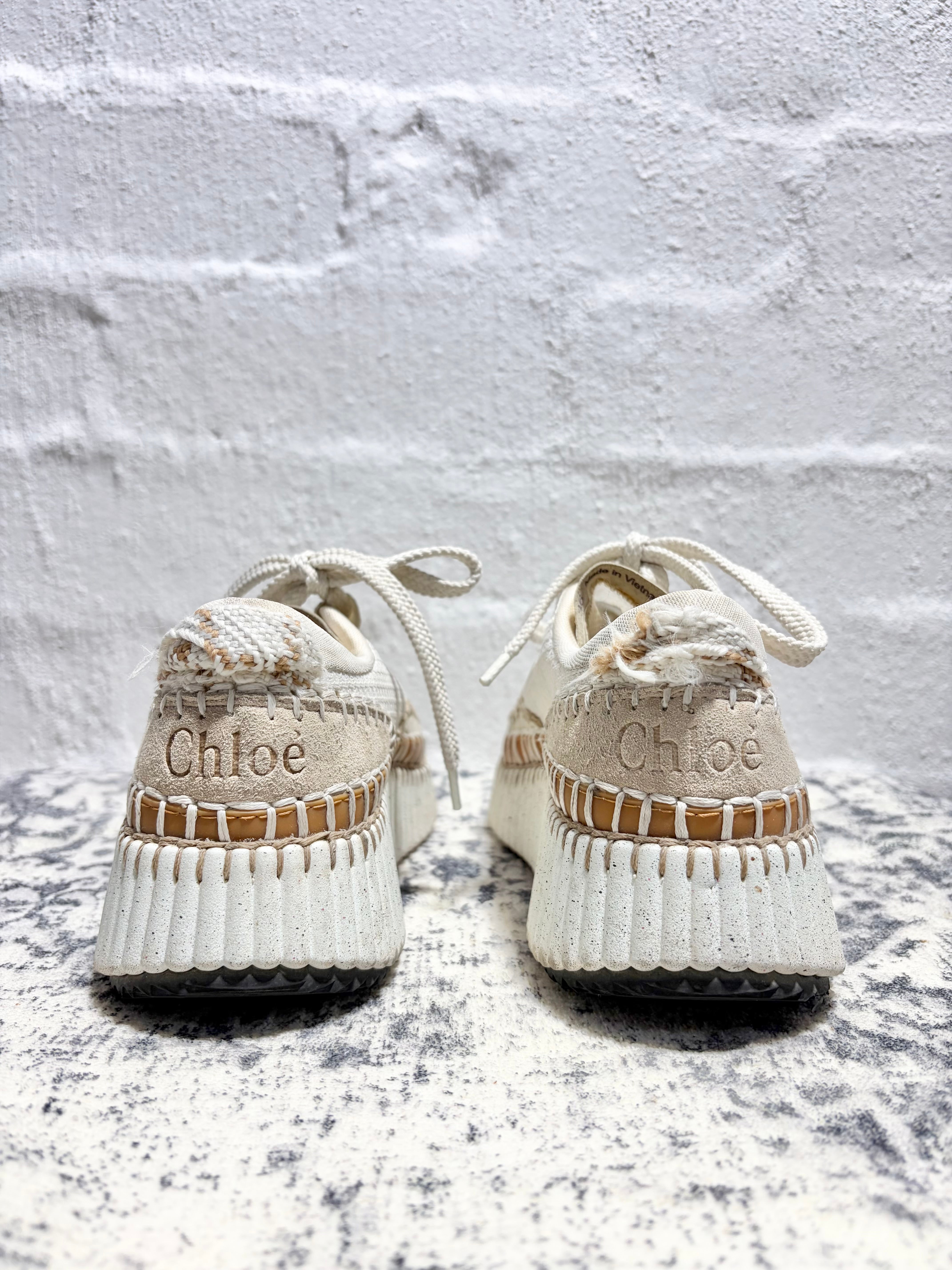 Chloé Tan and Cream 'Nama' Sneaker - EU36