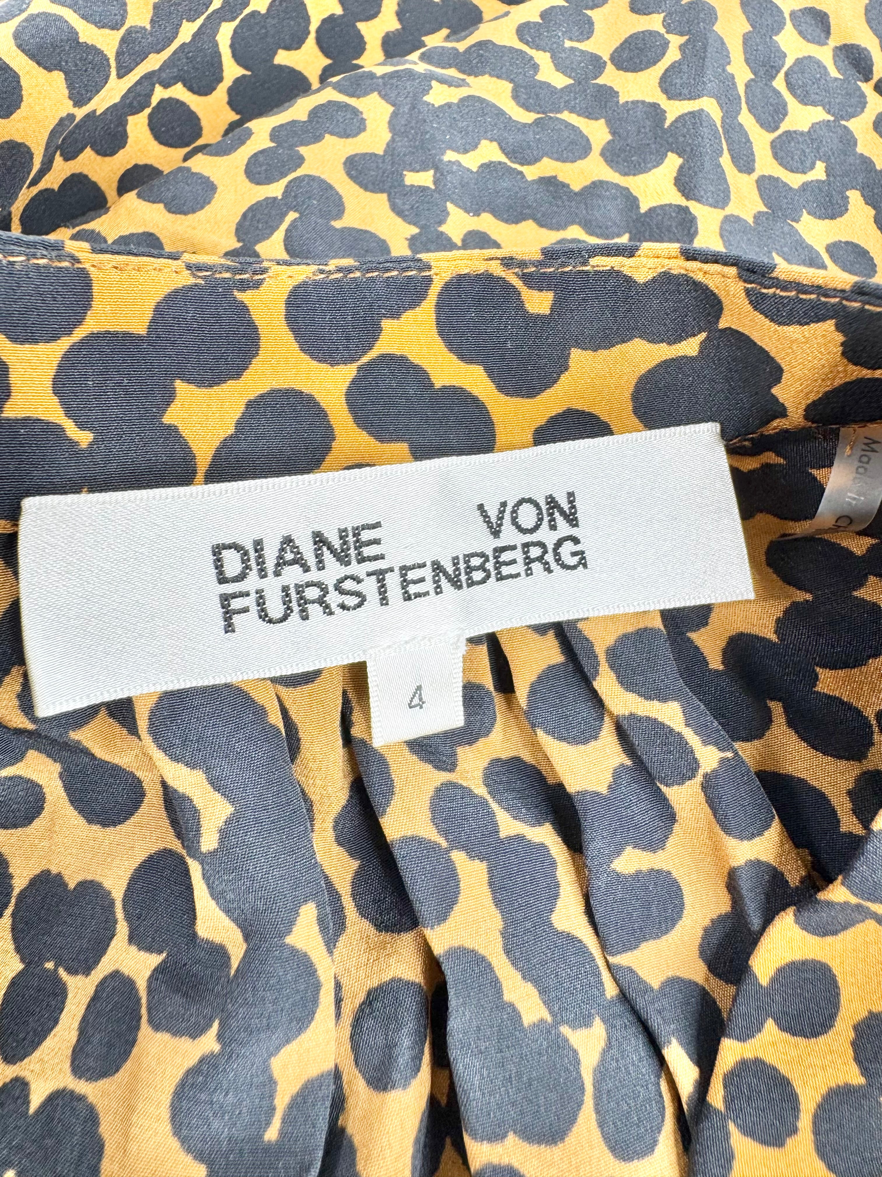 Diane Von Furstenberg Deep Orange & Black Dotted Dress - AU10