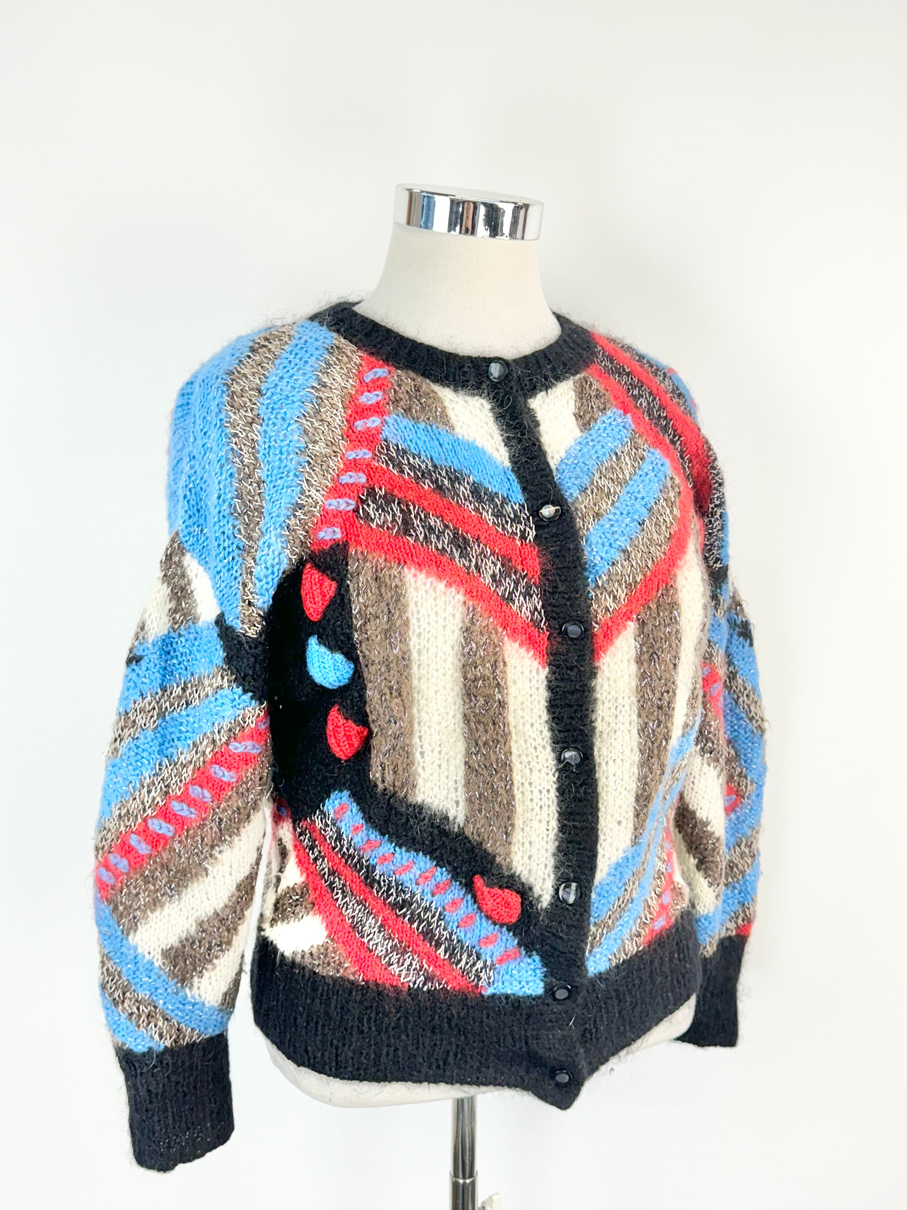 Hand Knit Multicolour Fluffy Cardigan