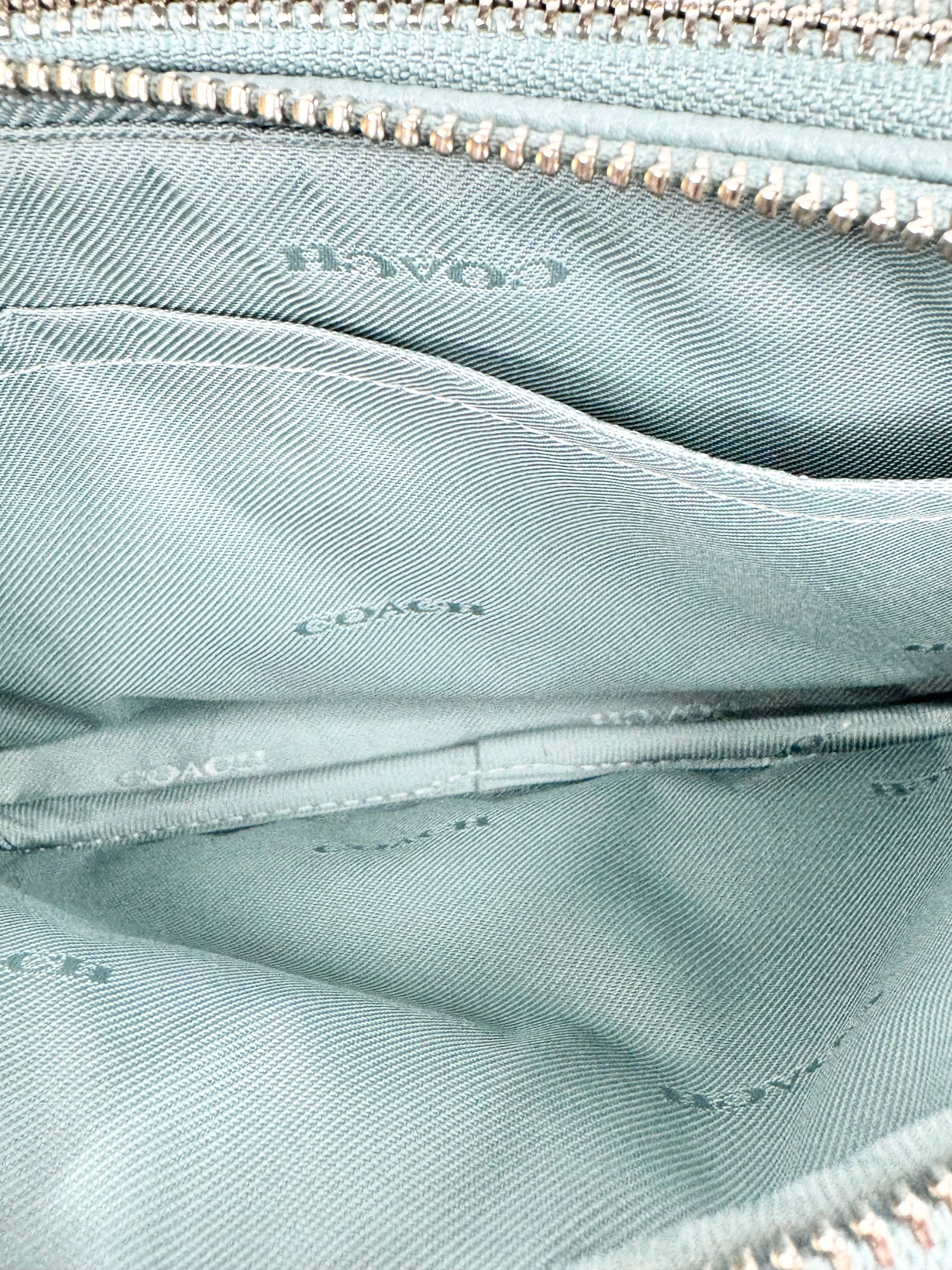 Coach 'Sadie' Blue Pebbled Leather Crossbody Clutch