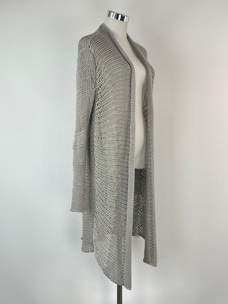 Transit Par-Such Stone Grey Crochet Cardigan - AU10