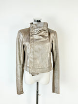 Husk Frosted Taupe Lamb Leather Jacket - AU8/10