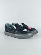 Chiara Ferragni Black Glitter Slip Ons - EU37