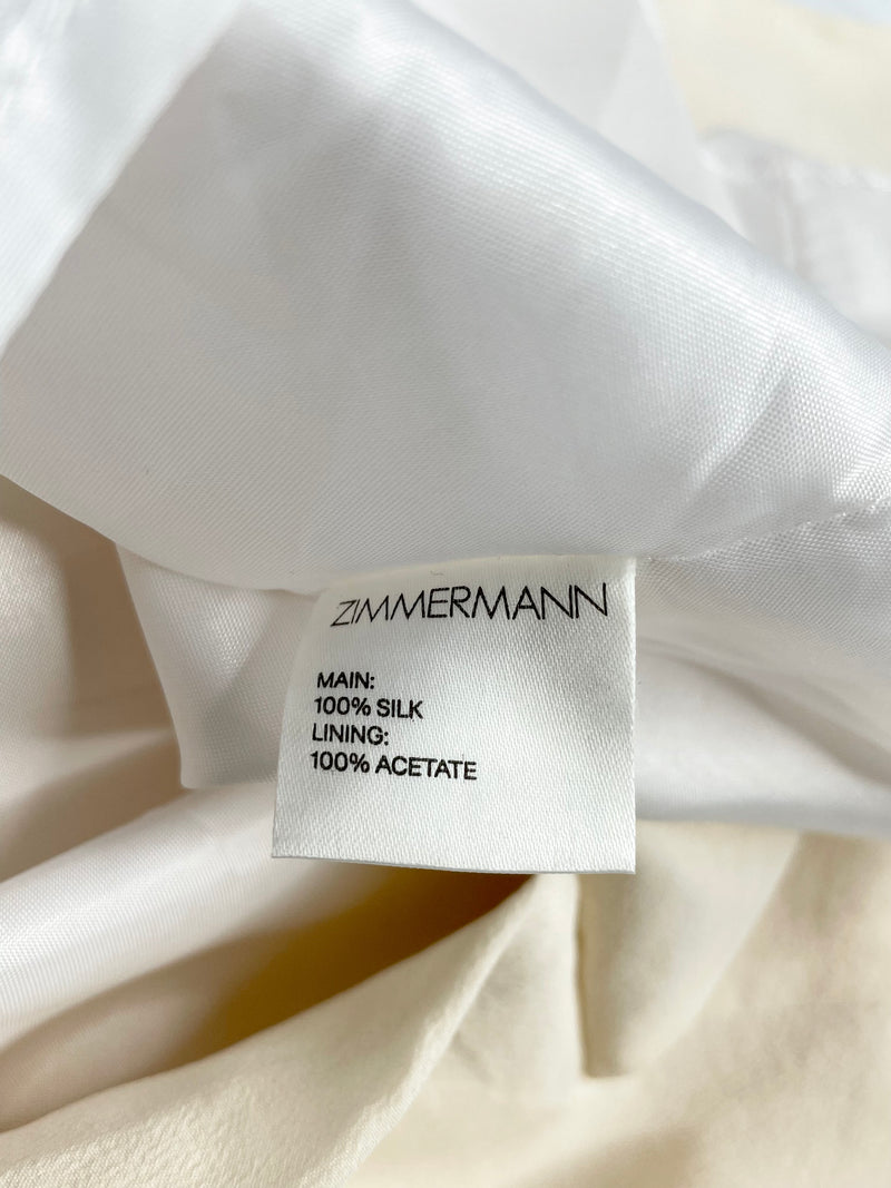 Zimmermann Ecru Silk Ruch-Waist Mini Dress - AU8/10