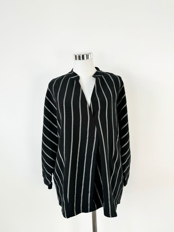 Saints the Label Black & Grey Stripe Blouse - AU10