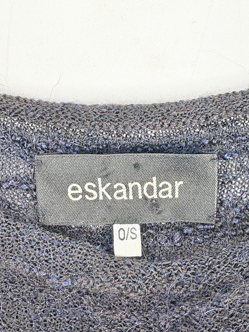 Eskandar Black Mohair & Merino Knit Poncho-Style Sweater - O/S