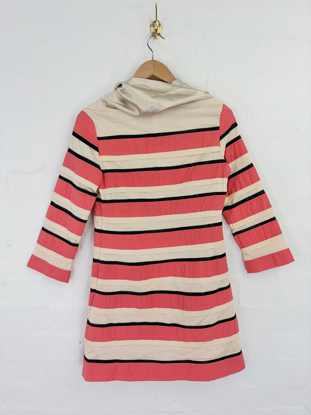 Marc by Marc Jacobs Silk & Cotton Cream, Salmon & Black Tiered Midi Dress - AU8