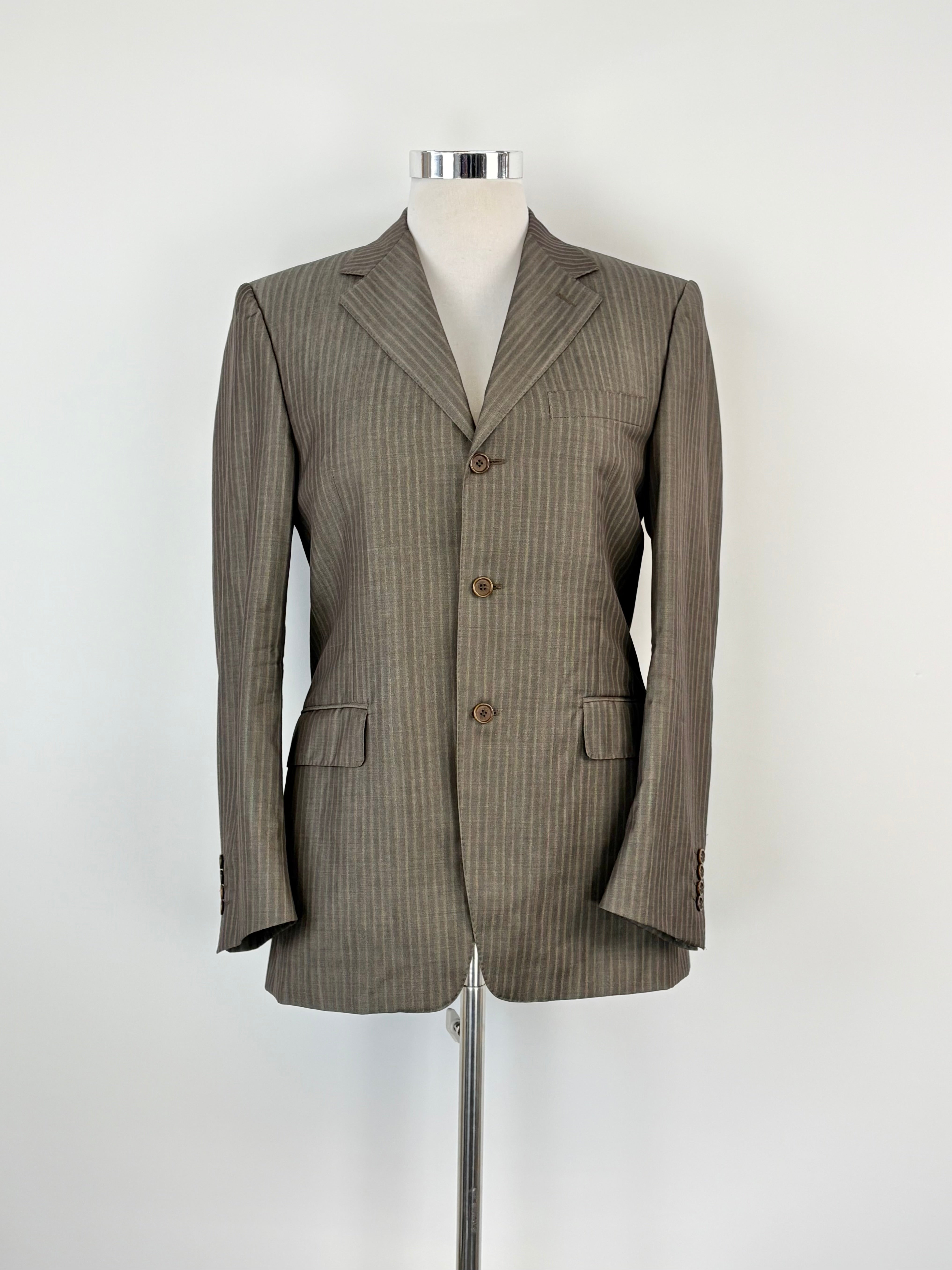 Canali Umber Striped Wool Blazer - 48R