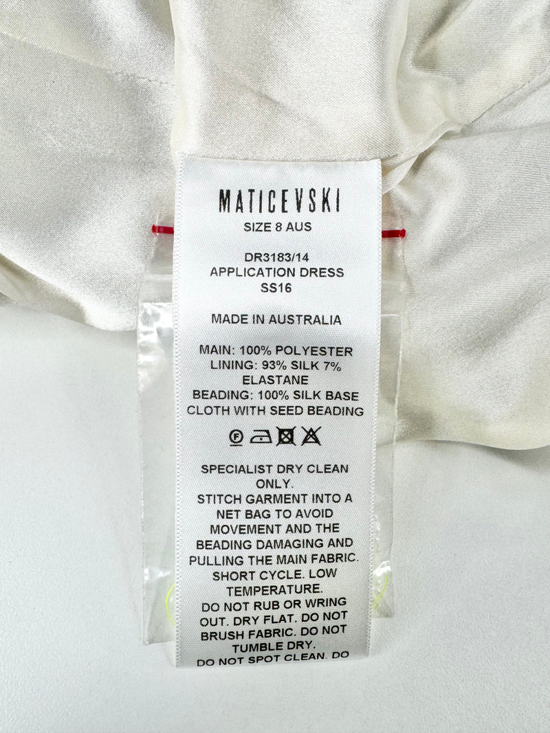 Maticevski 'Application' Ice Blue & Lime Green Beaded Panel Dress - AU8