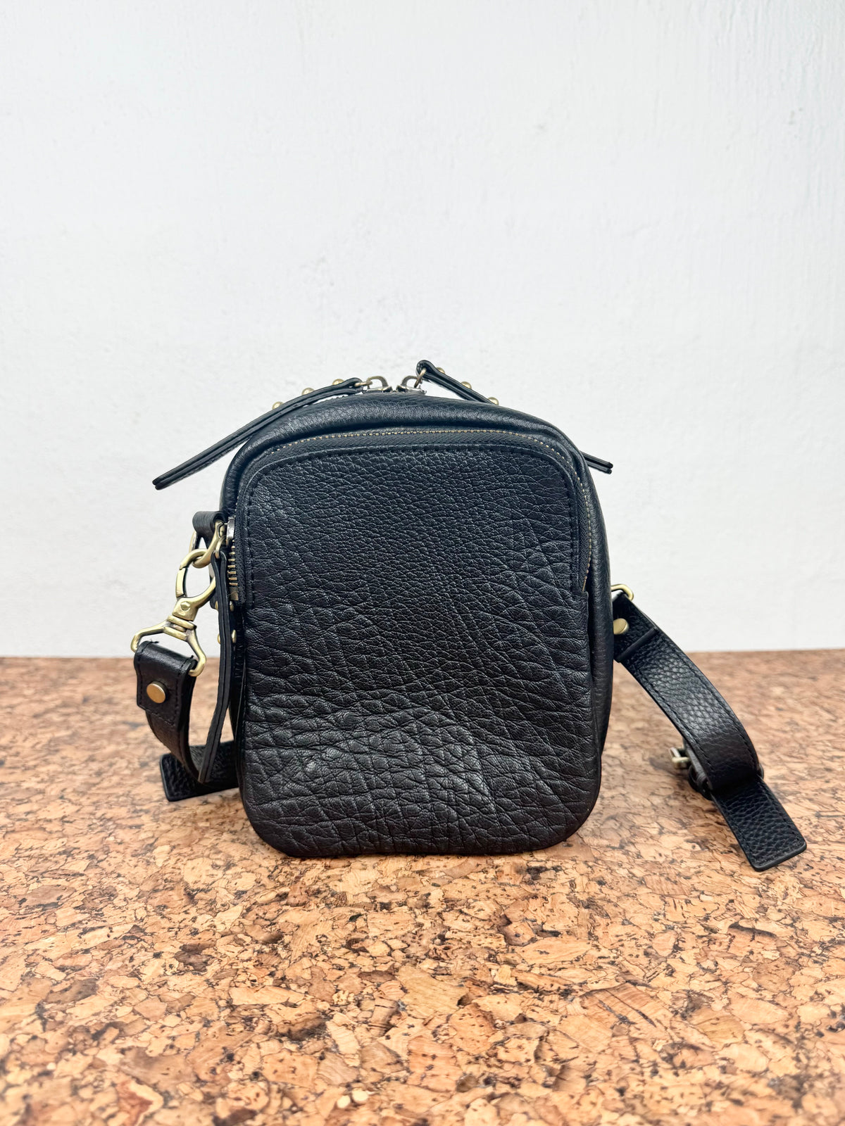 Status Anxiety Black Pebbled Leather Mini Cross Body Pouch