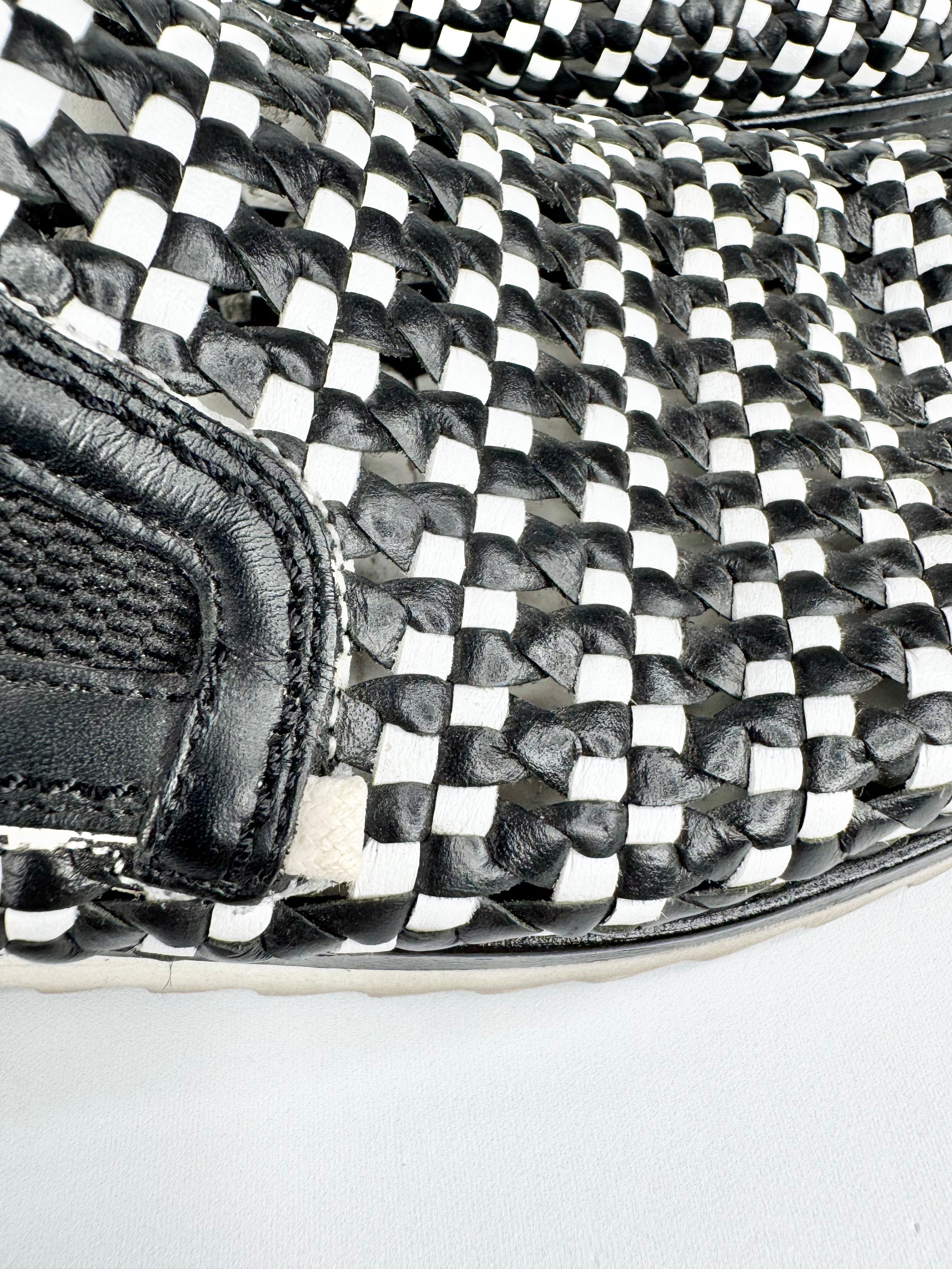 Dolce & Gabbana Black White Weaved Slip On Loafers - EU42