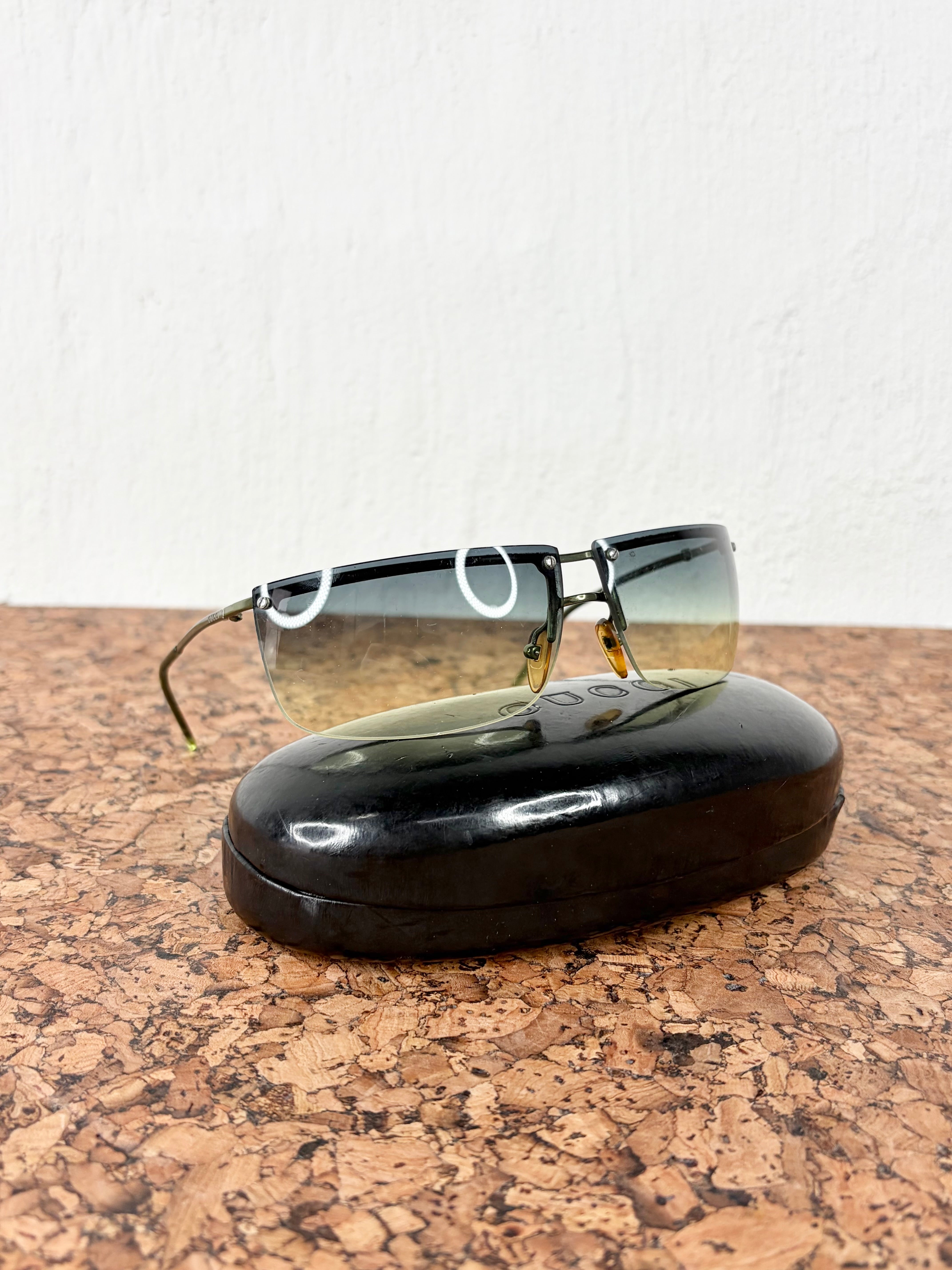Gucci GG 2653/S Green Rimless Shield Sunglasses