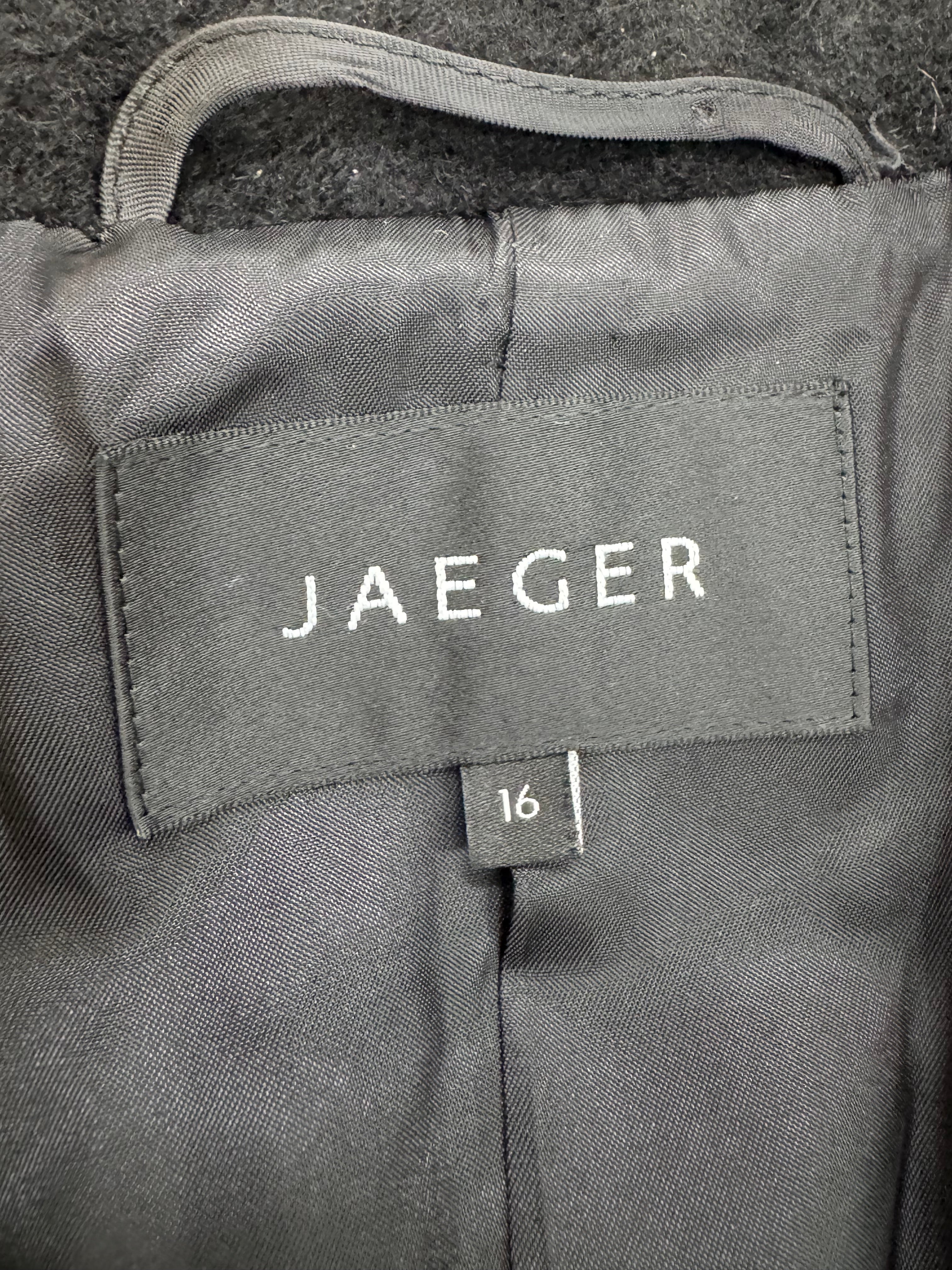 Jaeger Black Angora Blend Belted Coat - AU14/16