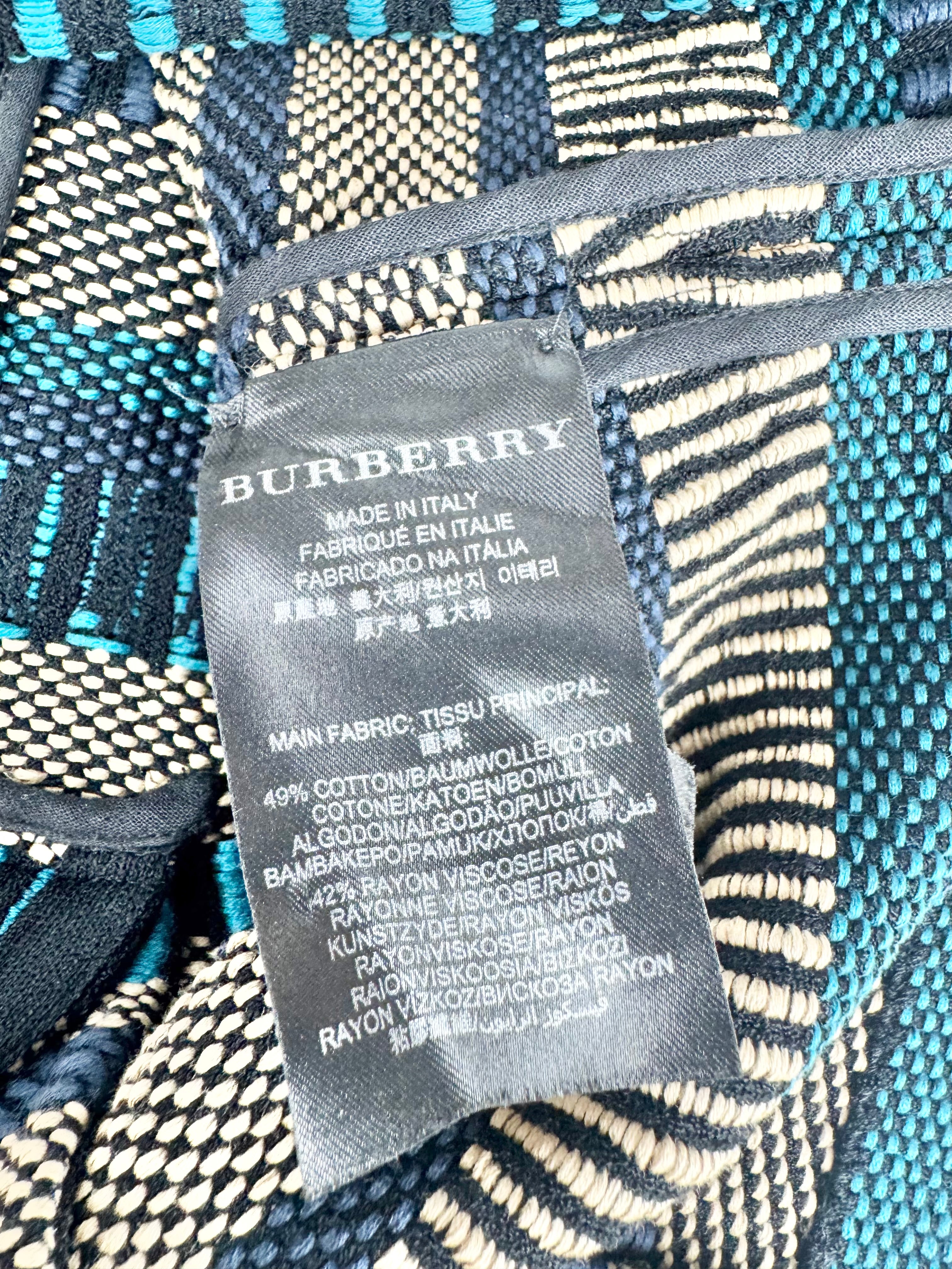 Burberry Prorsum Gold & Teal Woven Pencil Skirt - AU10