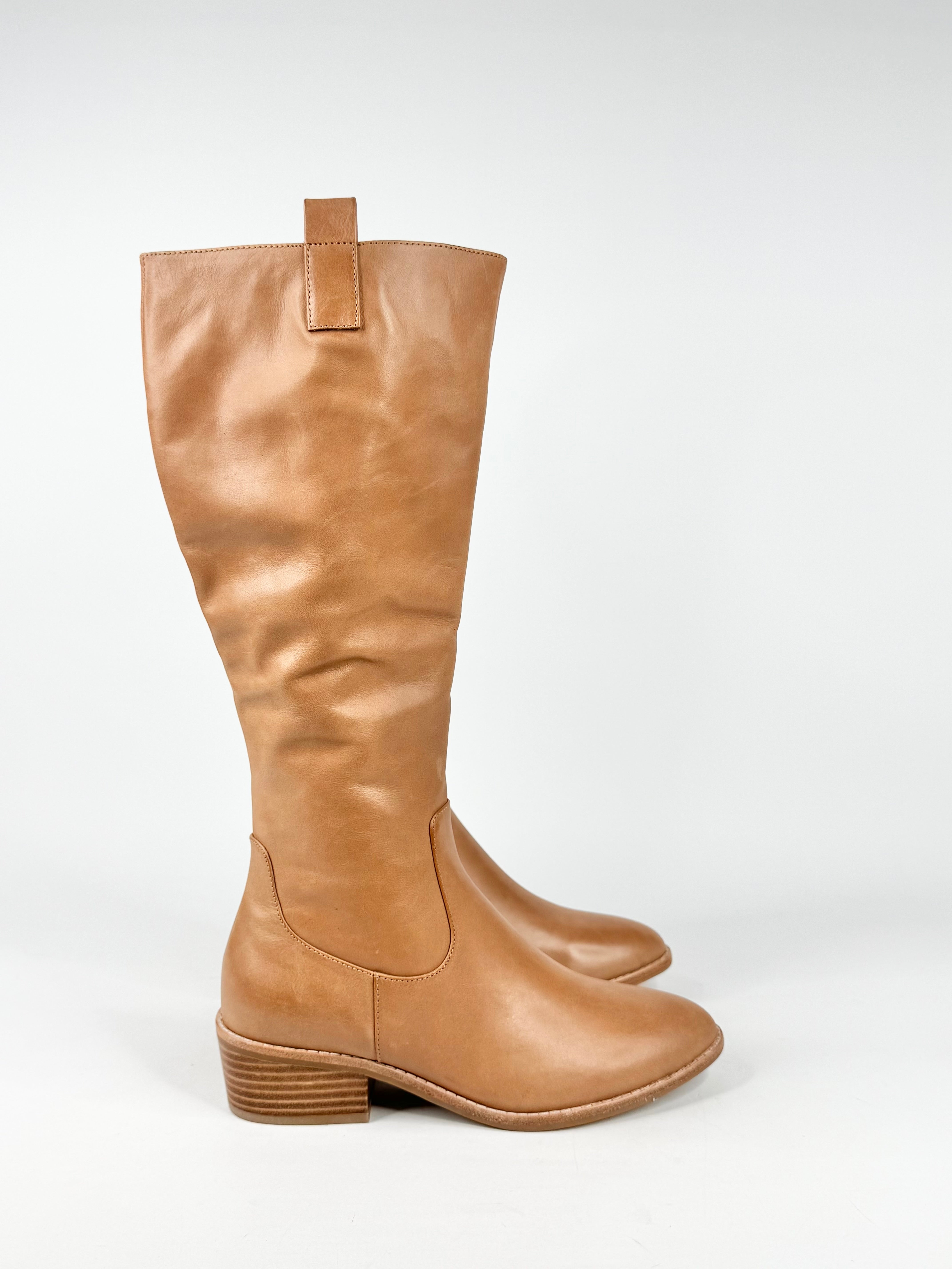 MFW Diana Ferrari Giddy Mid Tan Leather Knee High Boots - EU38