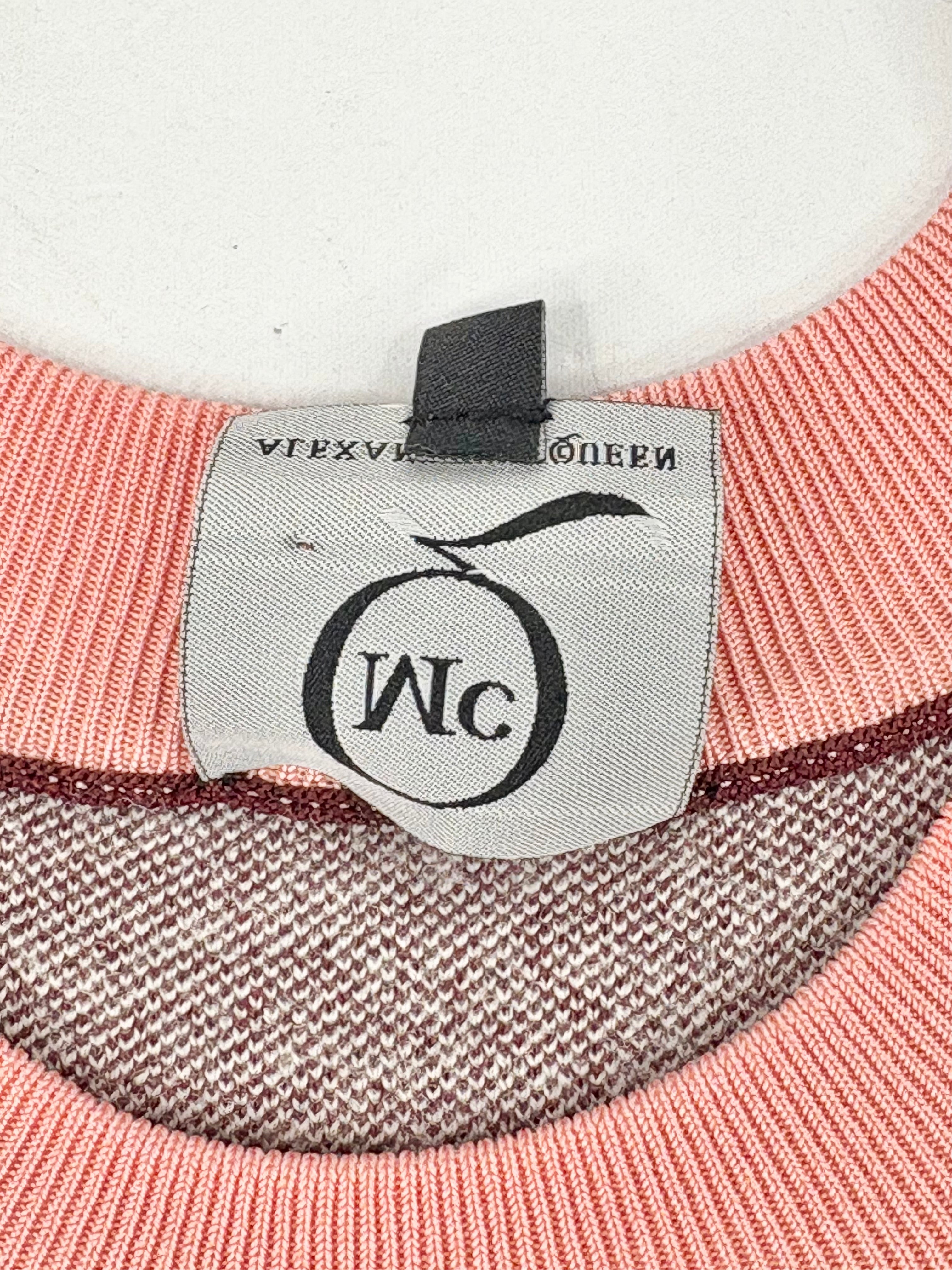 McQ Alexander McQueen Maroon, Black & Beige Knit Midi Dress - XL