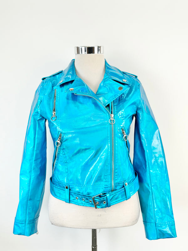 Black Milk Aqua Holographic Biker Jacket - AU12