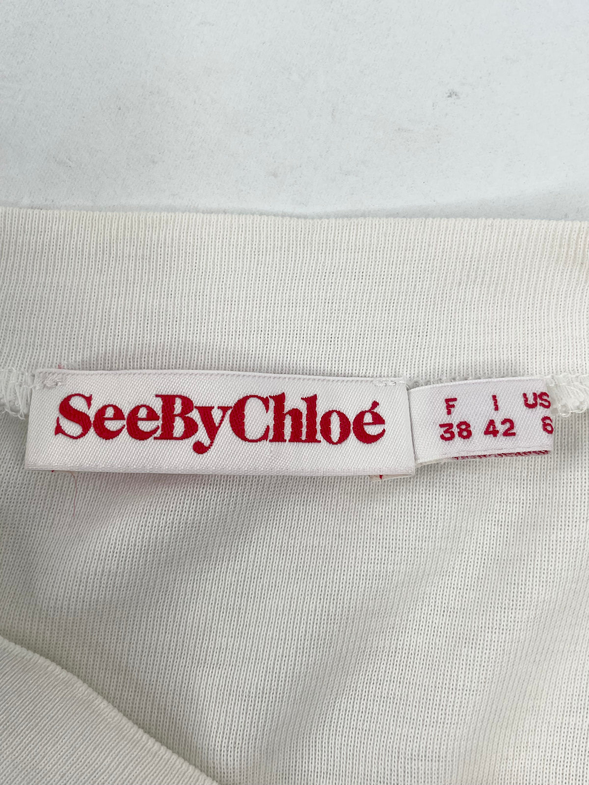 See By Chloé White Embroidered Floral Lattice-Front Top - AU10