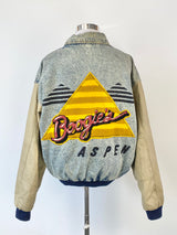 Vintage Boogie's Diner Aspen Leather & Denim Bomber Jacket - L