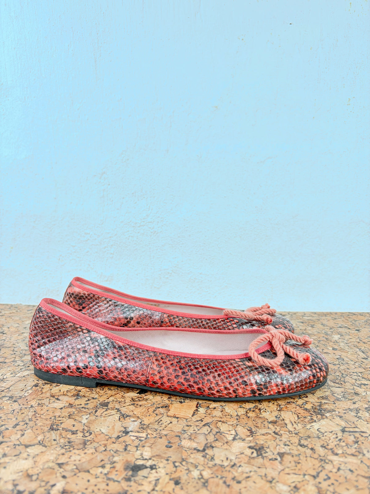 Pretty Ballerinas Pink Snakeprint Patterned Ballet Flats - EU39
