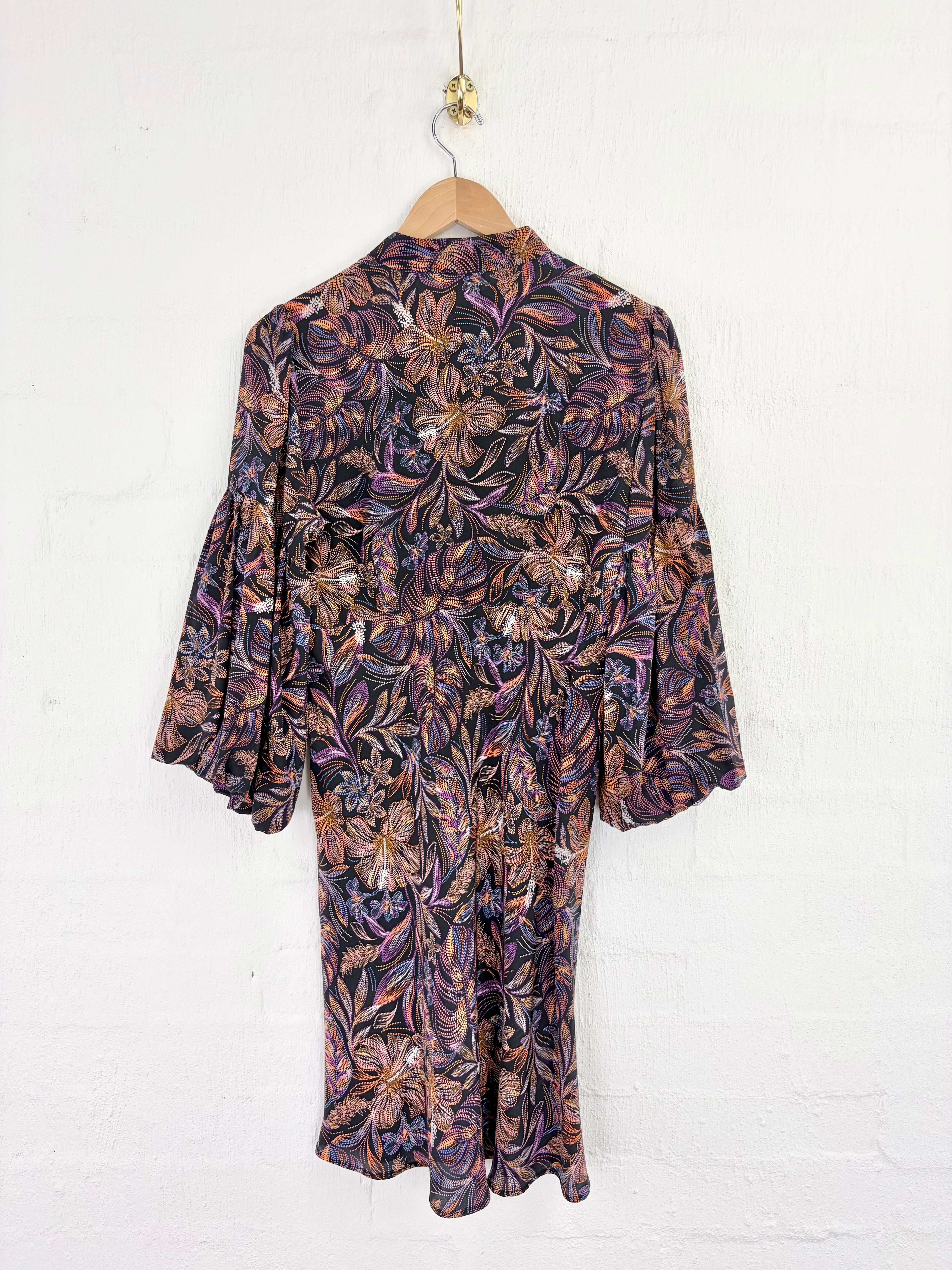 Husk Floaty Hibiscus Dot Print Midi Dress - AU12