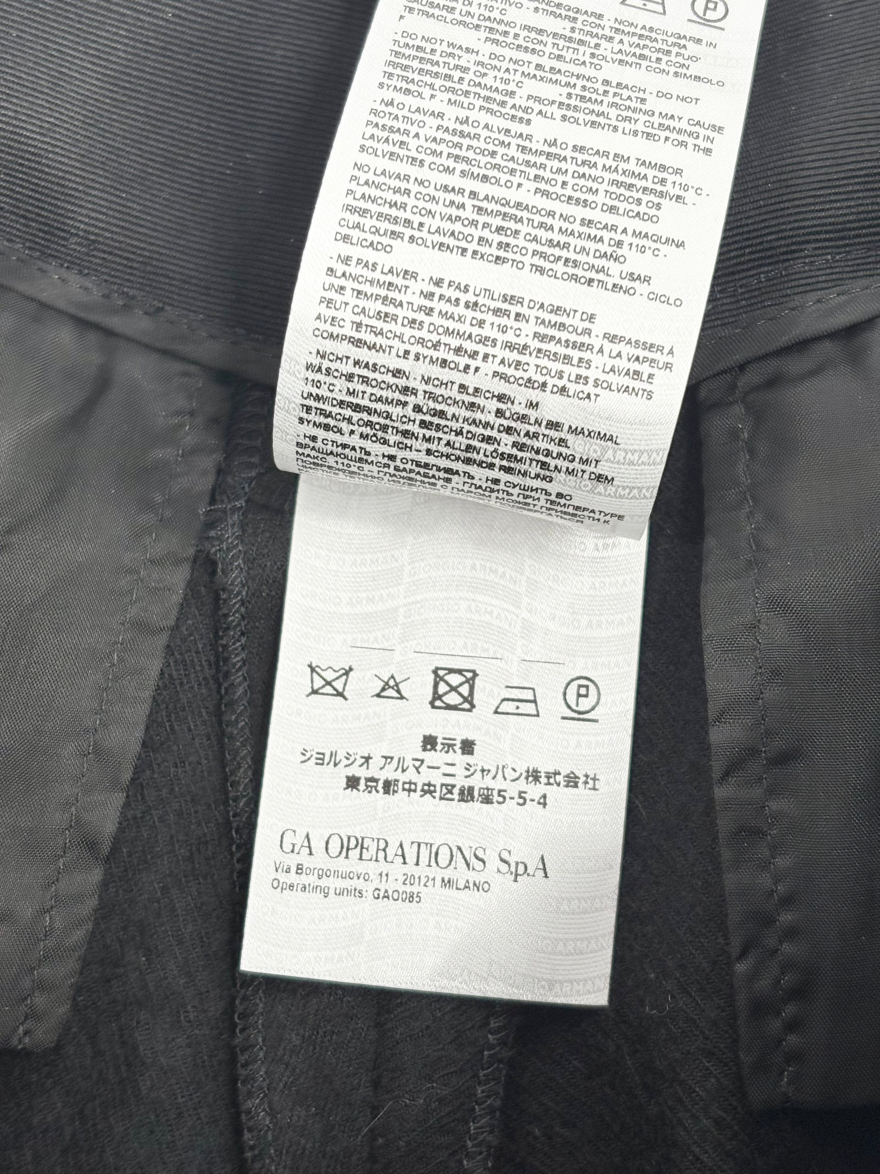 Giorgio Armani Wide Leg Black Wool Crepe Trousers - AU16