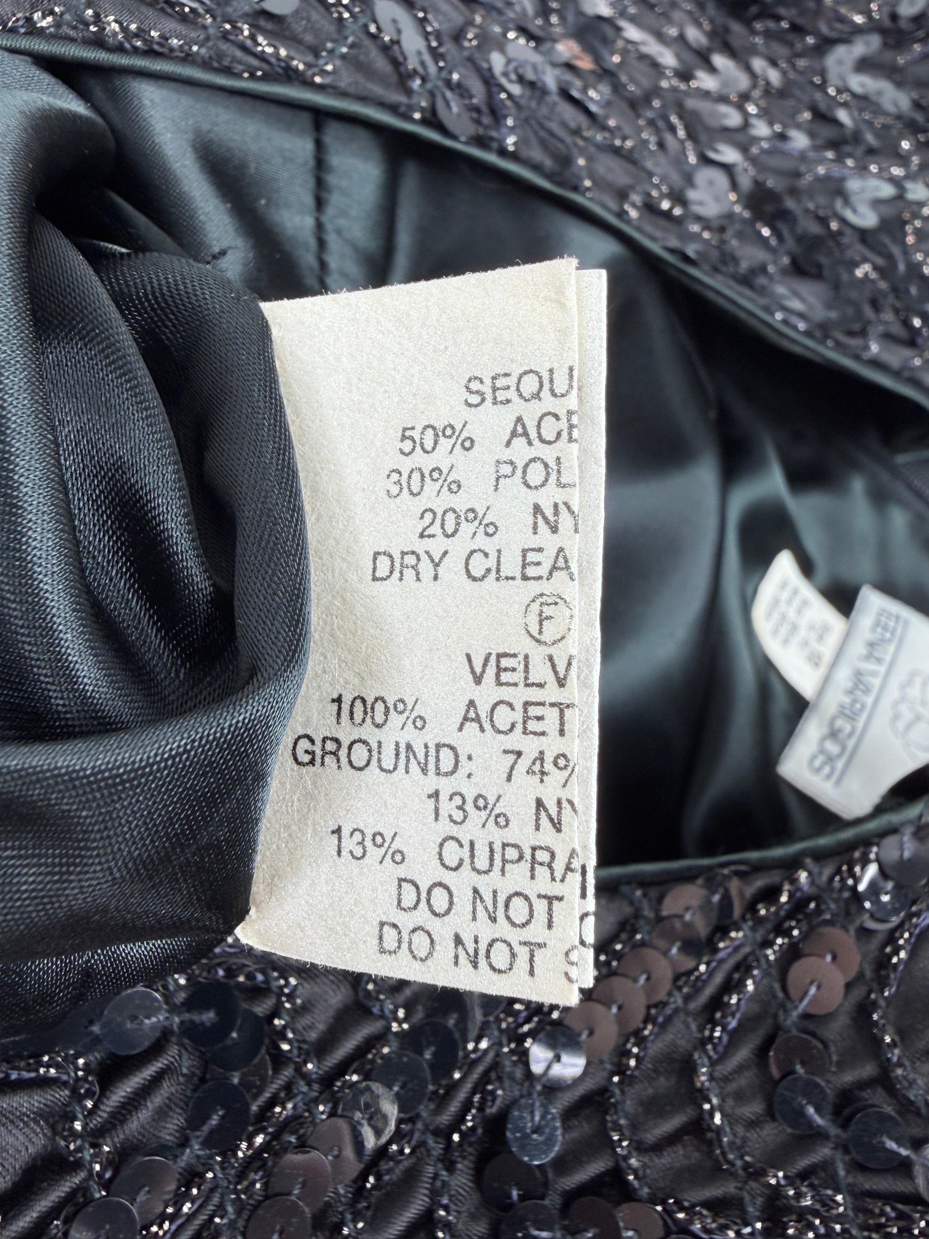 Teena Varigos Black Sequin & Velvet Cocktail Dress - AU12