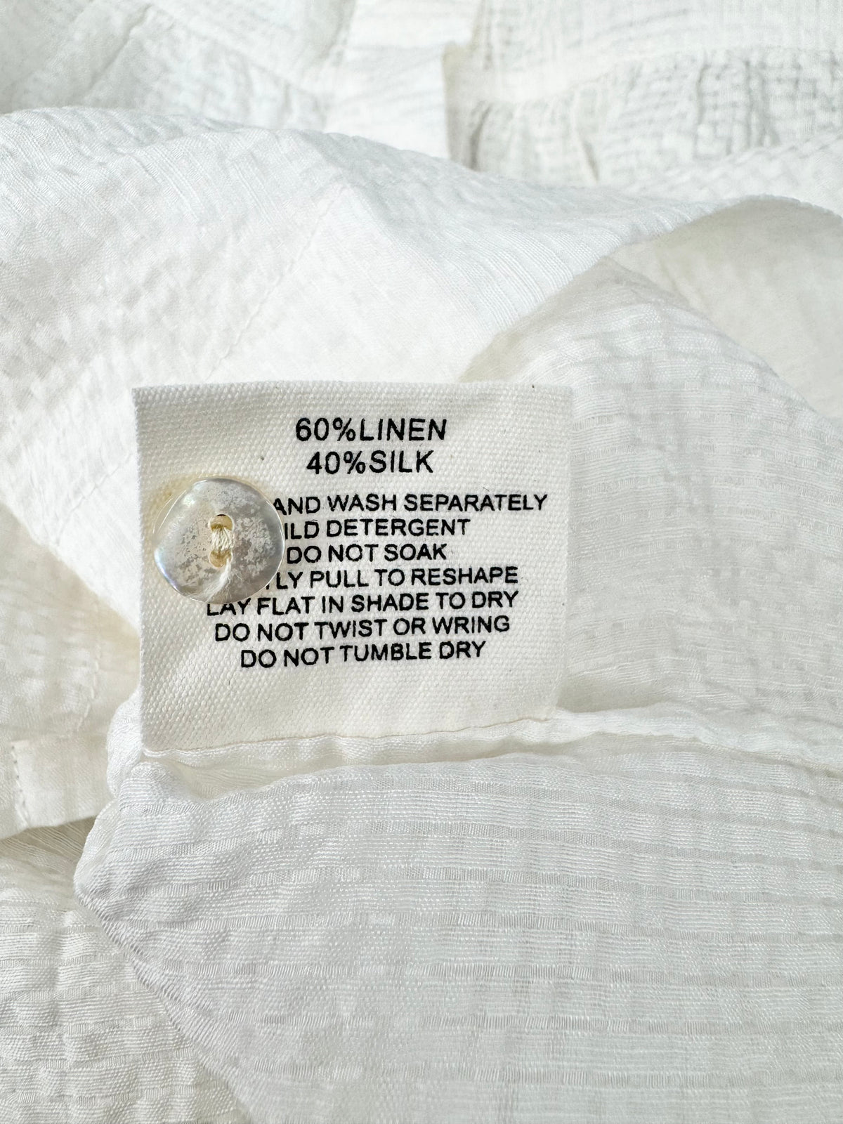 Marle White Seersucker Linen & Silk Blouse - AU10
