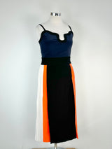 Victoria Beckham Blue, Black, Orange & White Maxi Dress - AU10