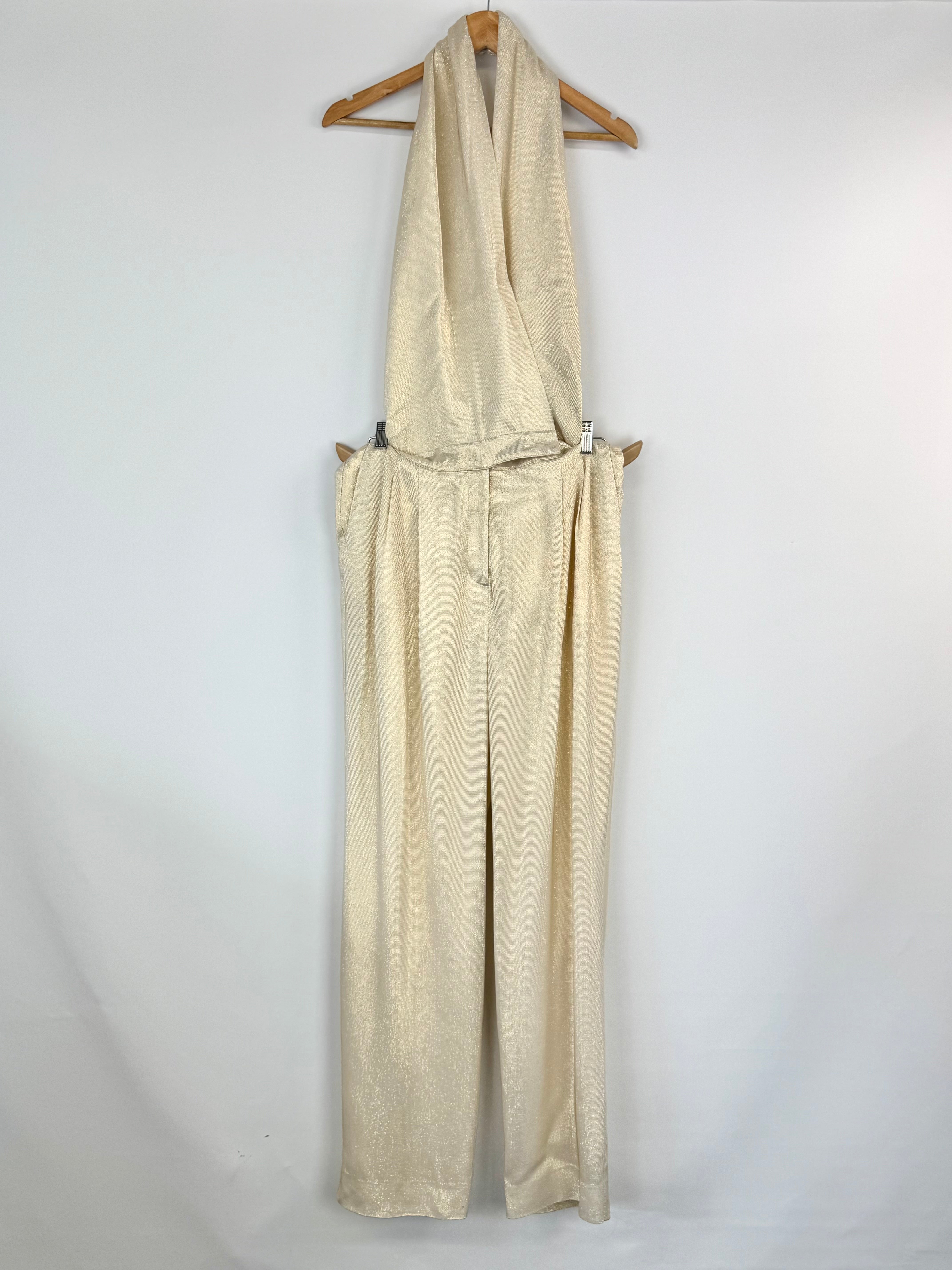 Reiss Pale Gold Metallic Jumpsuit - AU12