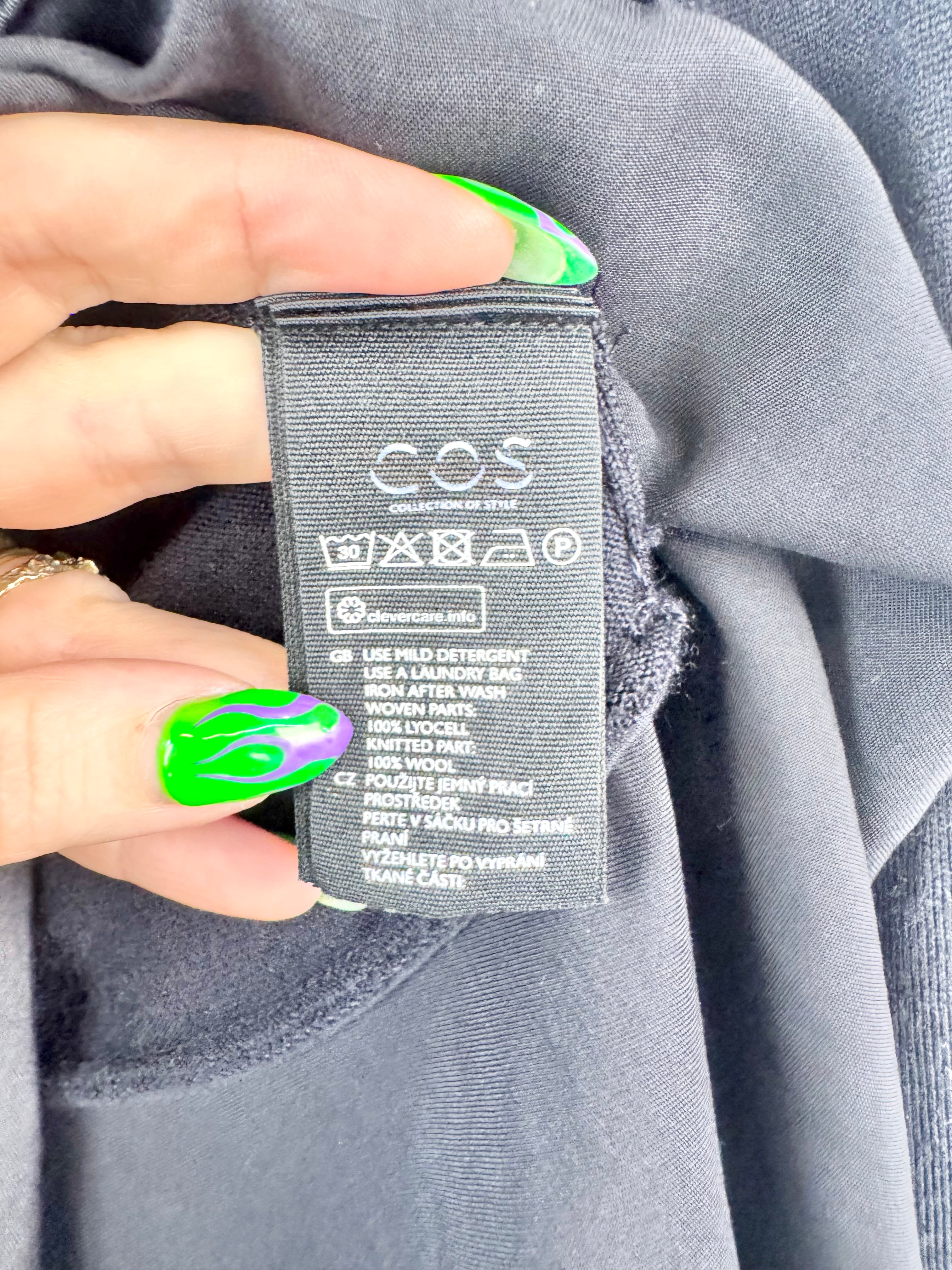 Cos Navy Blue Wool & Lyocell Asymmetrical Dress - AU8