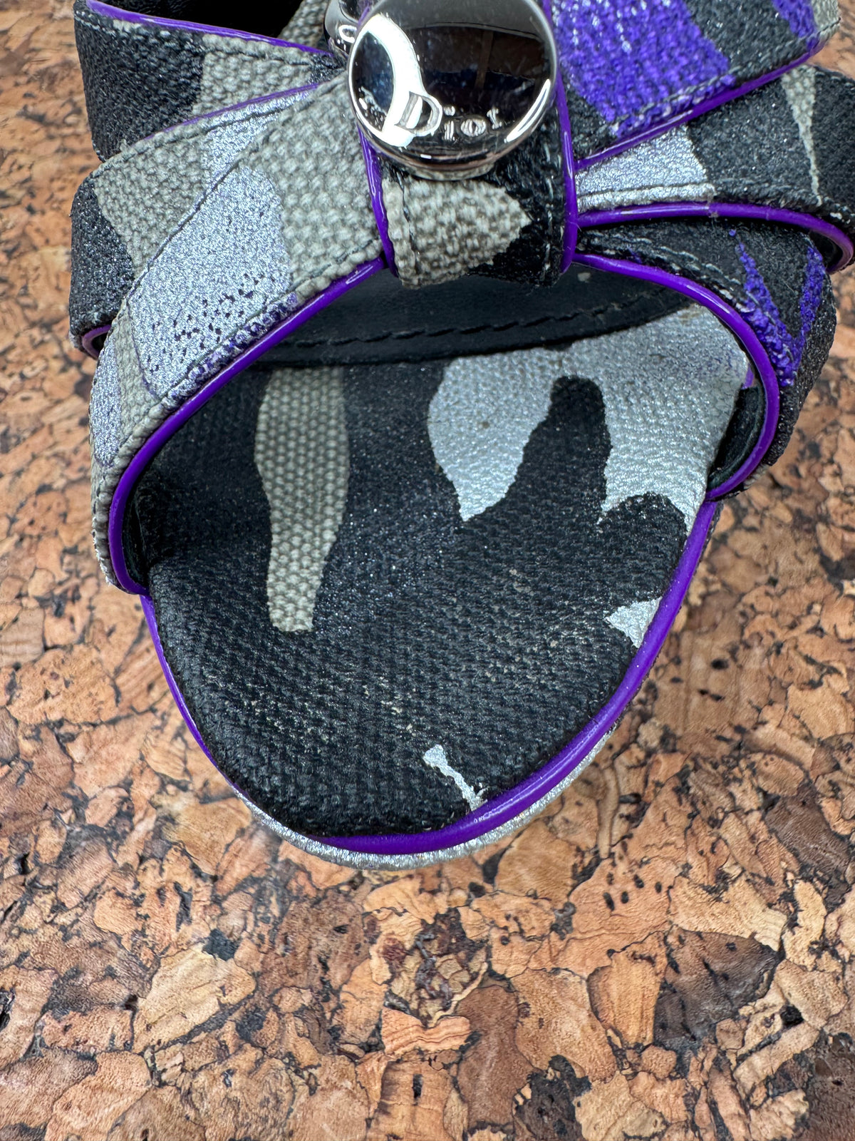 Christian Dior x Anselm Reyle Purple & Grey Strappy Platform Wedges - EU40