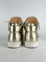 Giuseppe Zanotti Gold Leather Brek High Top Sneakers - EU43