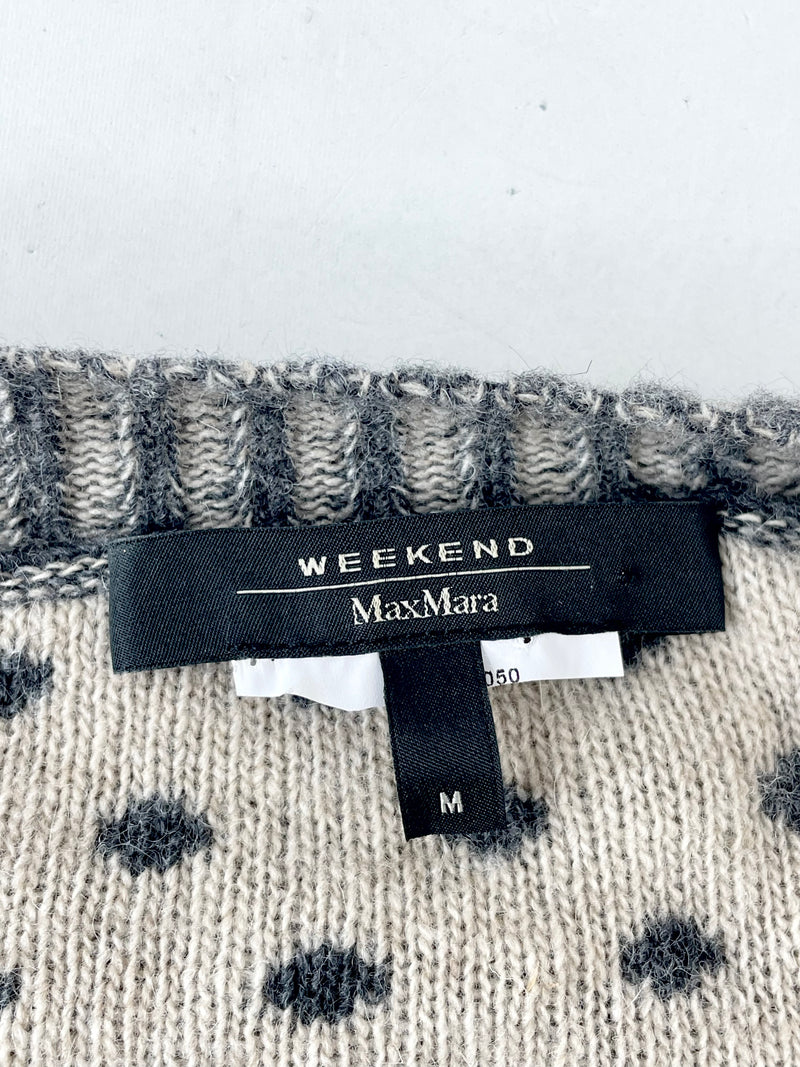 Weekend Max Mara Charcoal Knit Dotted Jumper Dress - M
