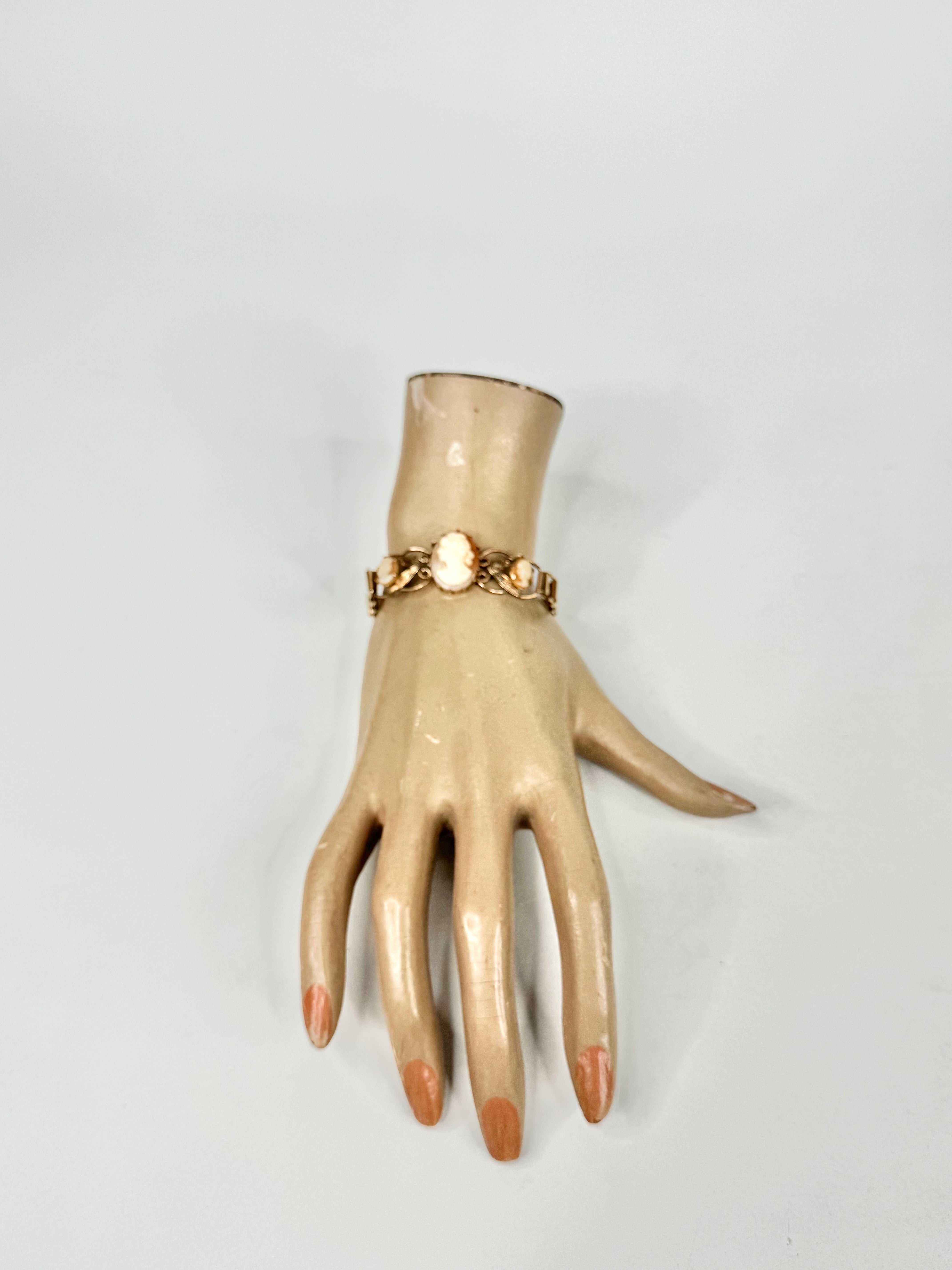 Vintage Gold Plated Triple Cameo Bracelet