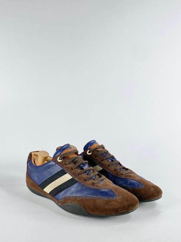 Bally Electric Blue & Chocolate Contrast Sneakers - US8
