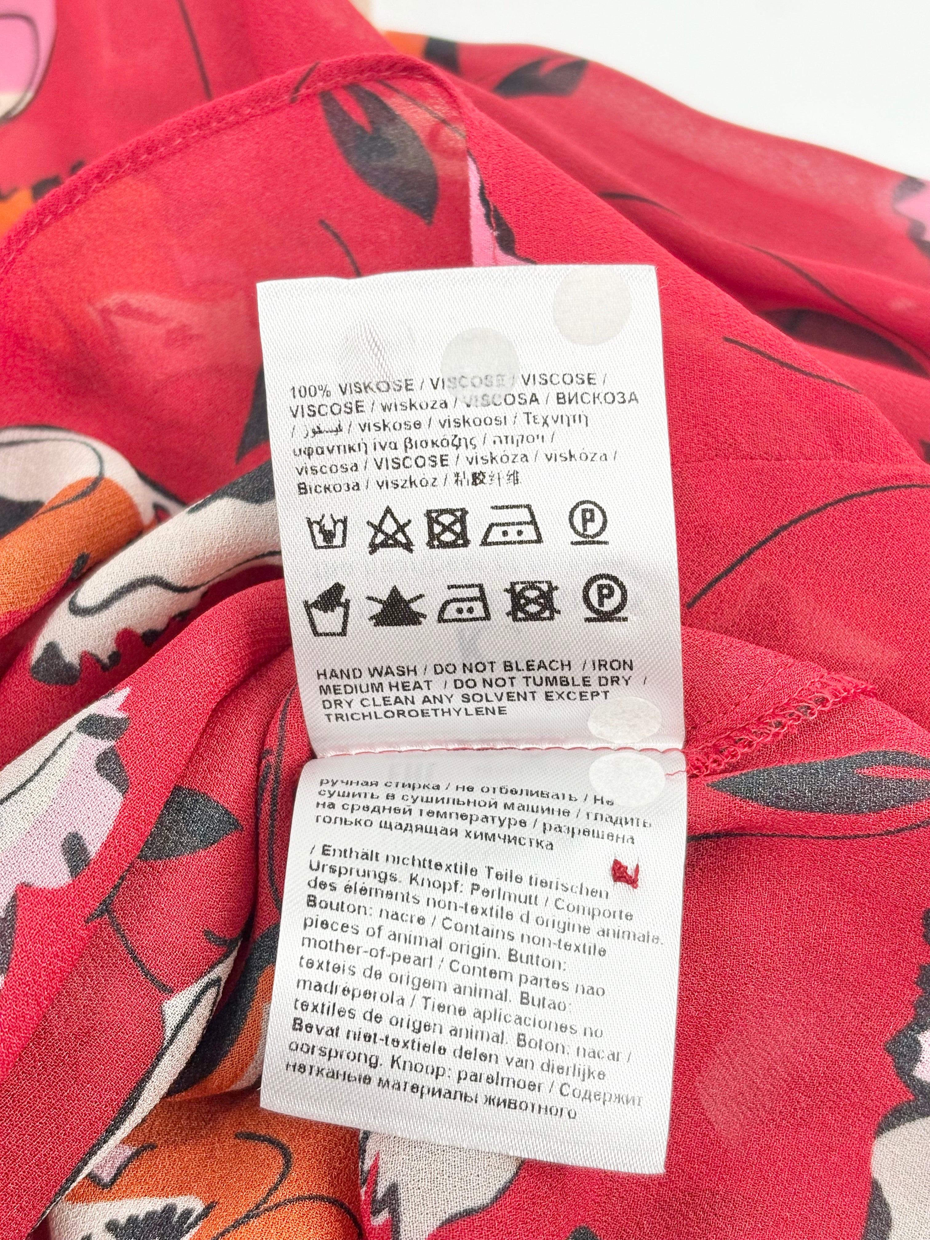 Luisa Cerano Sheer Ruby Red Patterned Blouse - AU12