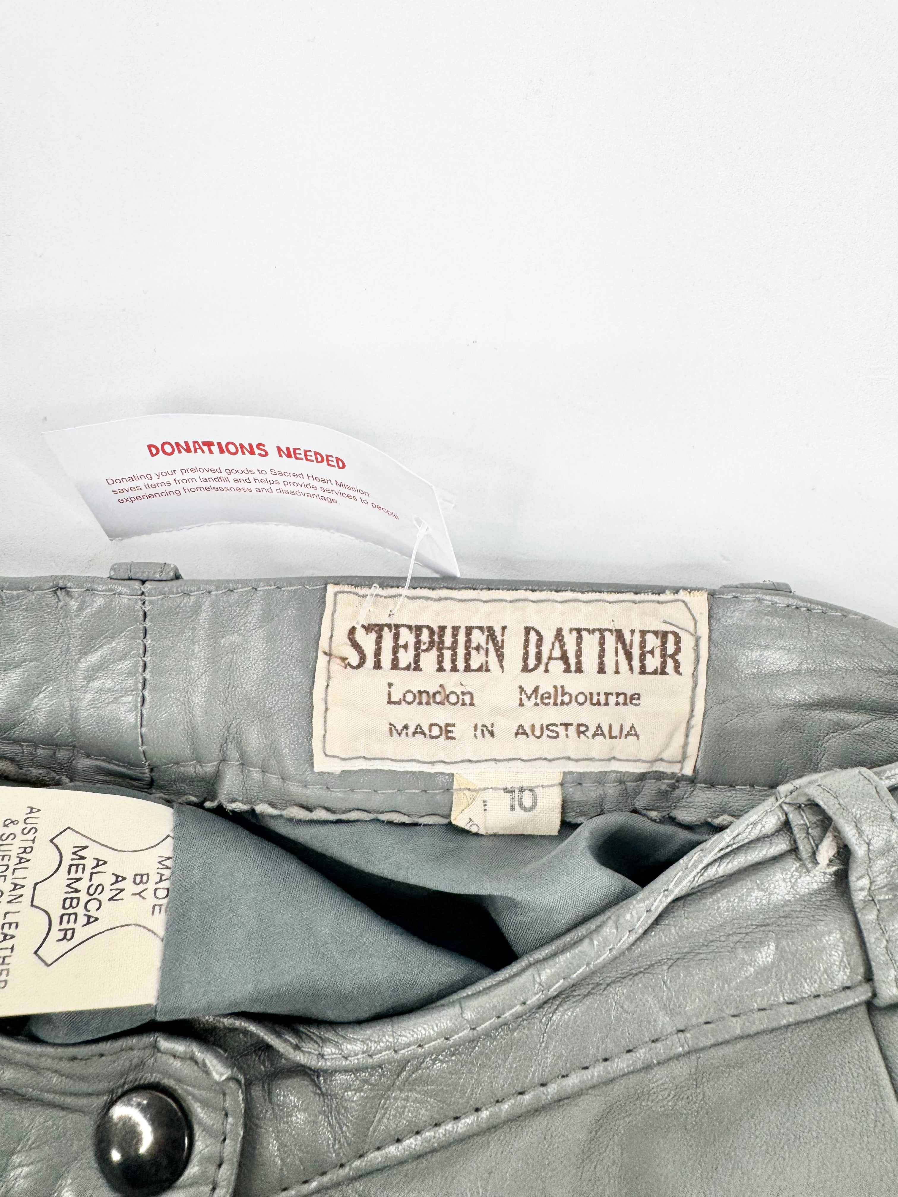 Stephen Dattner Grey Leather Pants - AU10