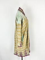 Catherine Andre Deep Gold & Aqua Waterfall Knitwear Cardigan - AU8