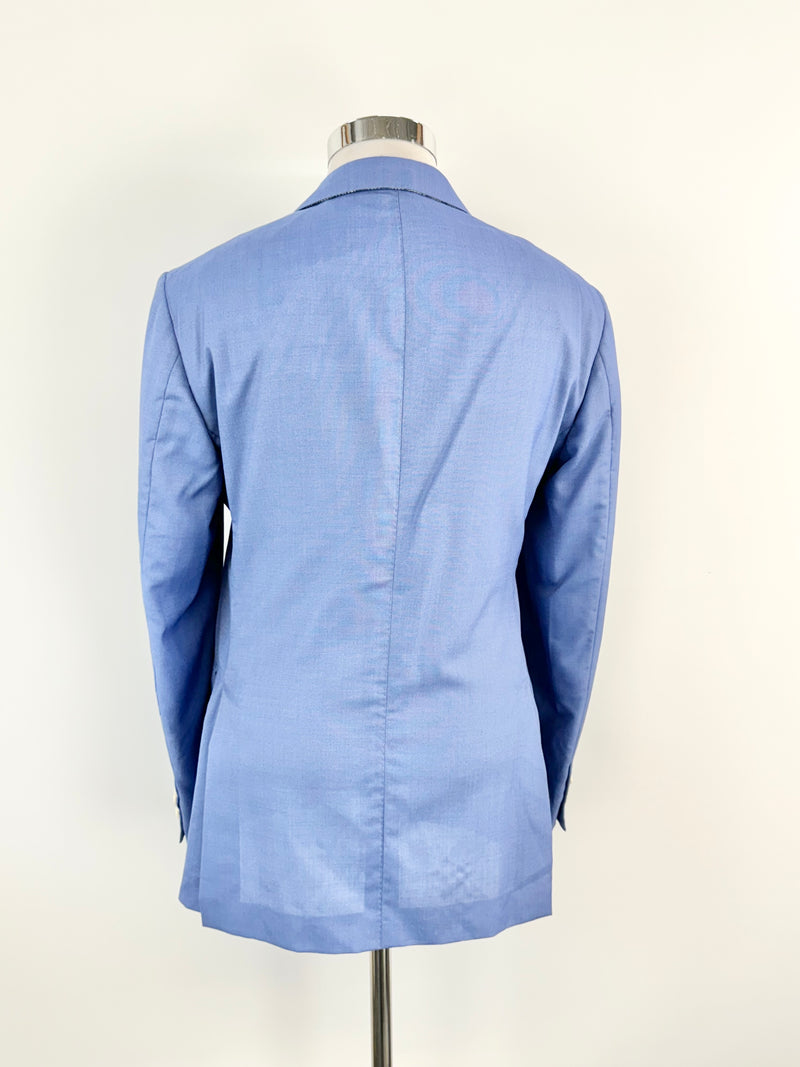 Paul Zileri Cornflower Blue Wool & Silk Blazer - 52R