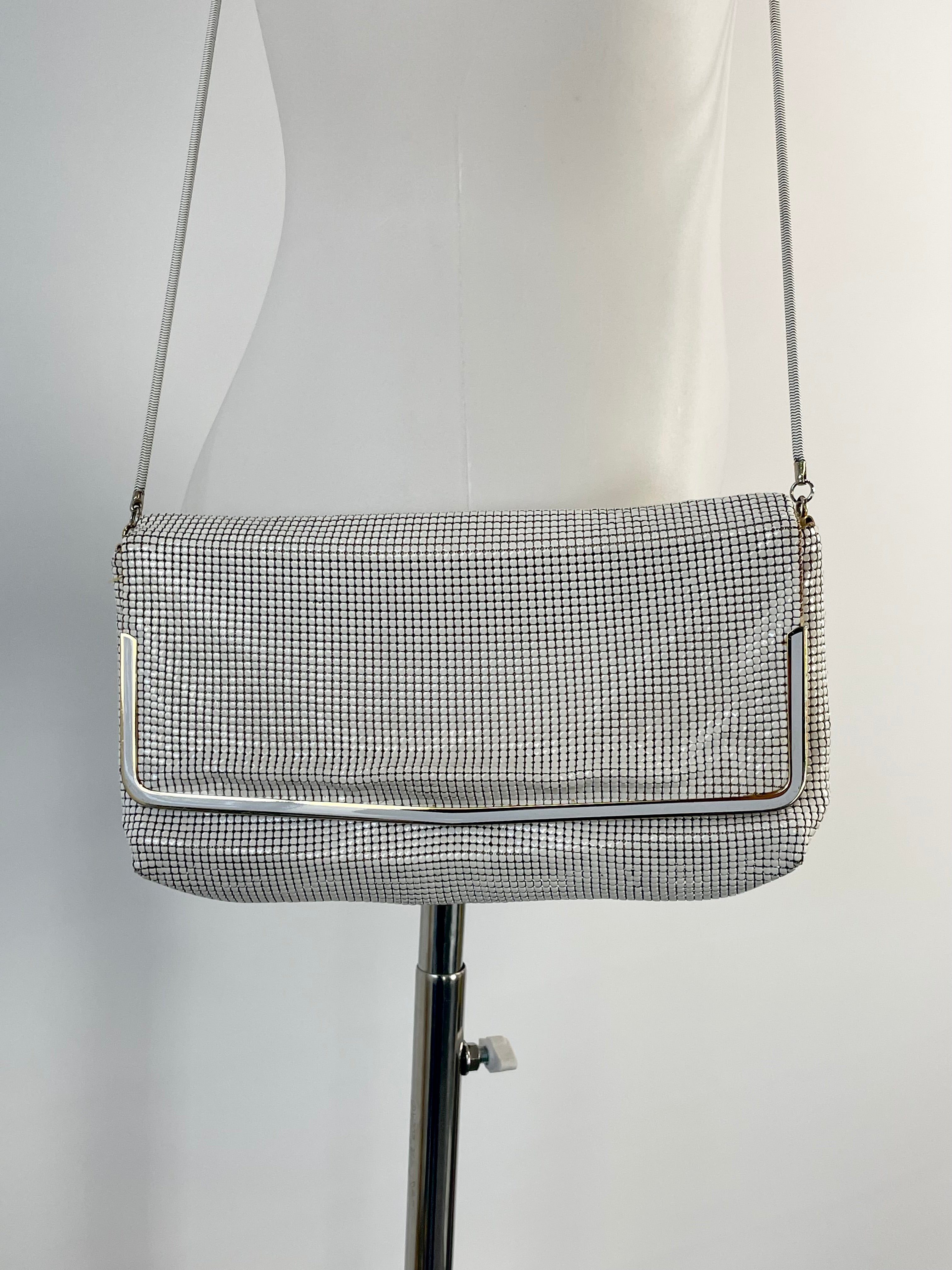 Glomesh Pearl-White Crossbody Evening Bag