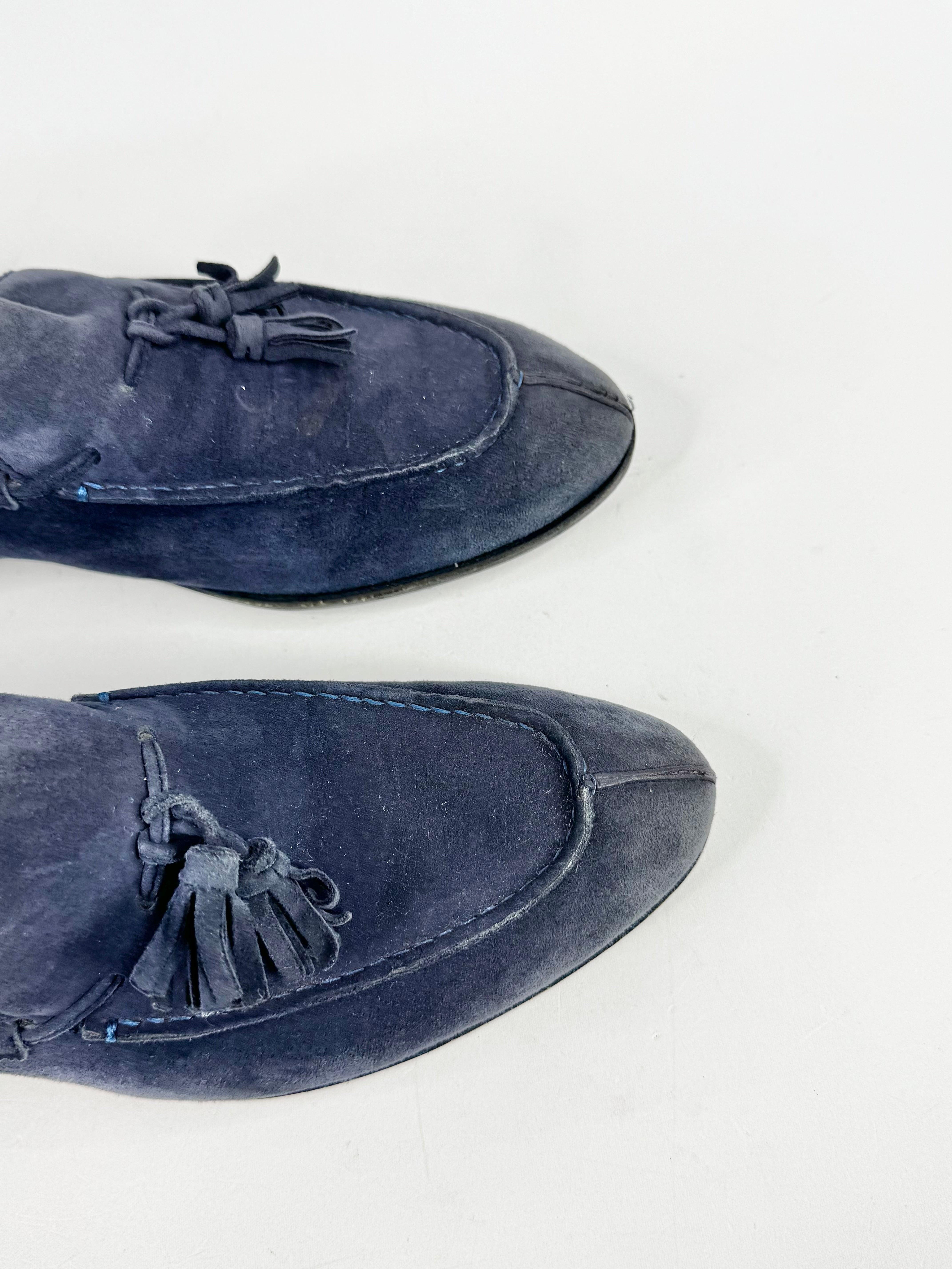 Boss by Hugo Boss Soft Navy Blue Suede Loafers - EU40