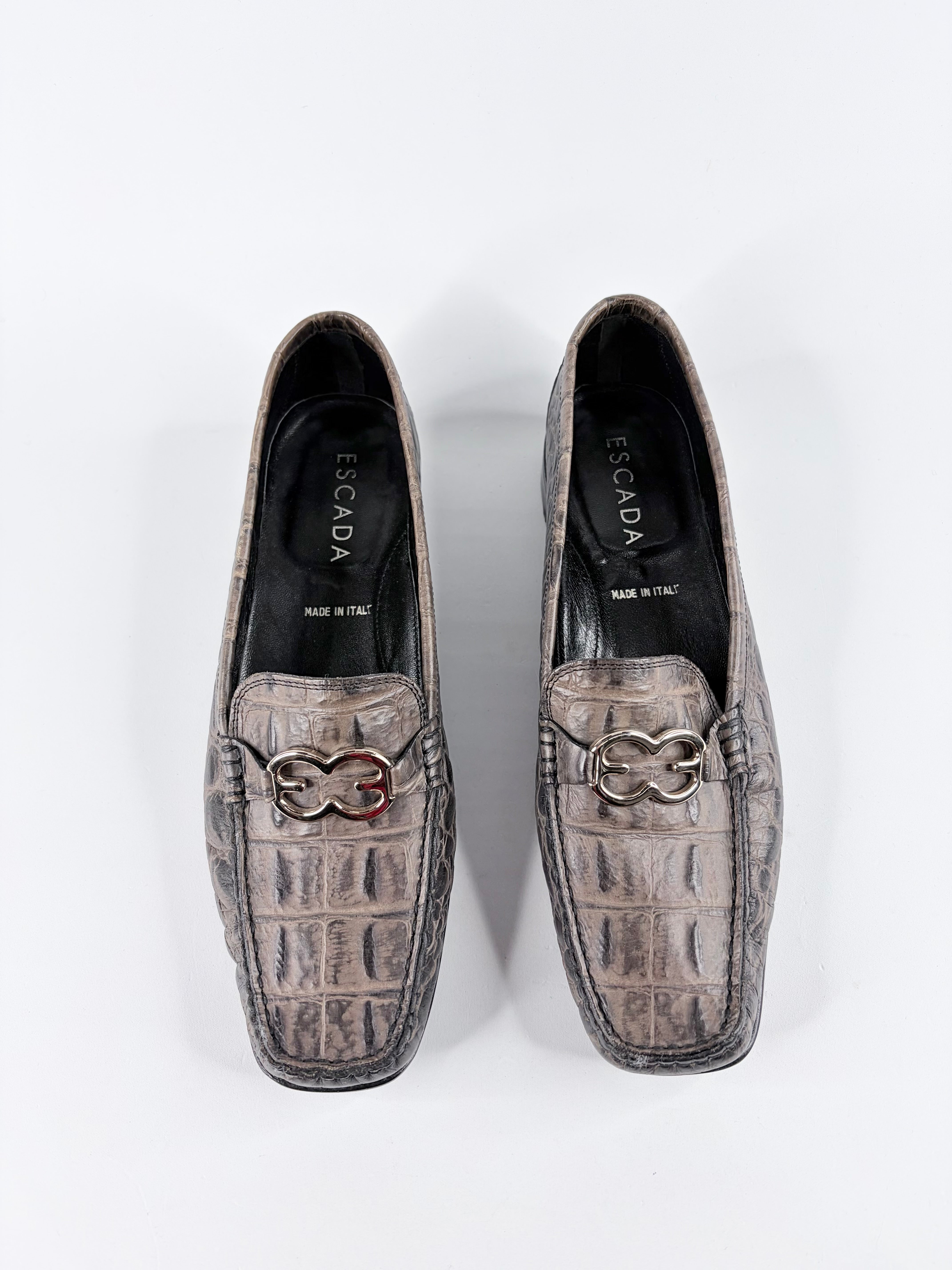 Escada Croc Textured Loafers - EU39