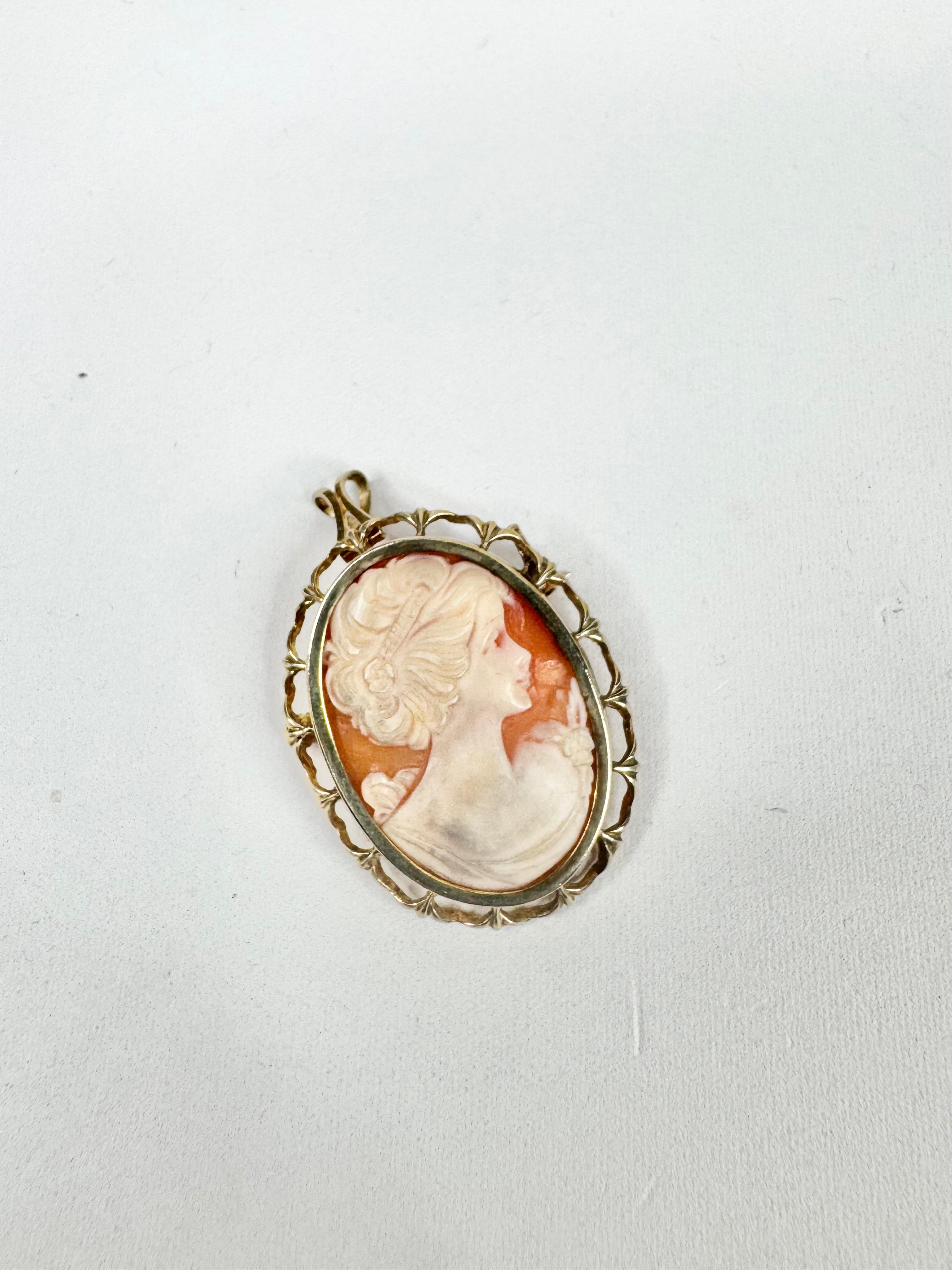 Antique 9ct English Made Gold Cameo Pendant & Brooch
