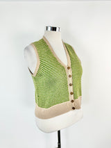 Hand Knitted Green & Taupe Vest - AU8