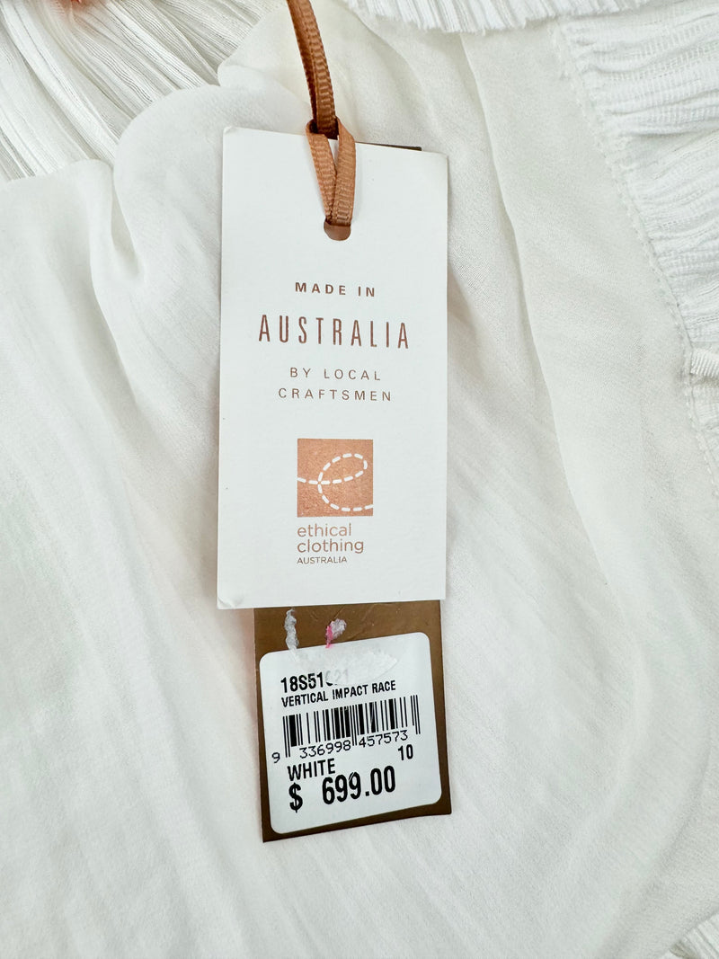 Manning Cartell 'Vertical Impact' White Pleated Dress NWT - AU10